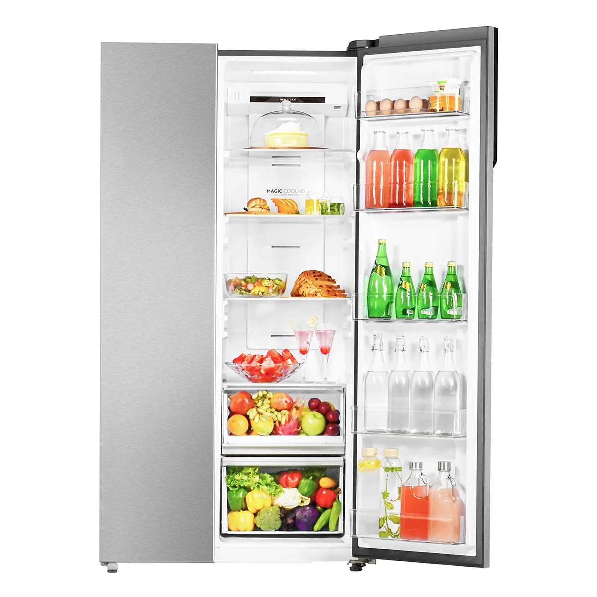 Haier 602L 2-Door Side by Side Refrigerator Wi-Fi Shiny Silver 3 Star - official product view