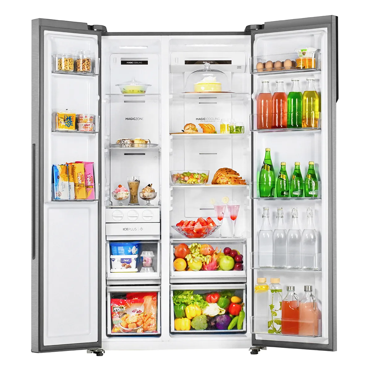 Haier 602L 2-Door Side by Side Refrigerator Wi-Fi Shiny Silver 3 Star - official product view
