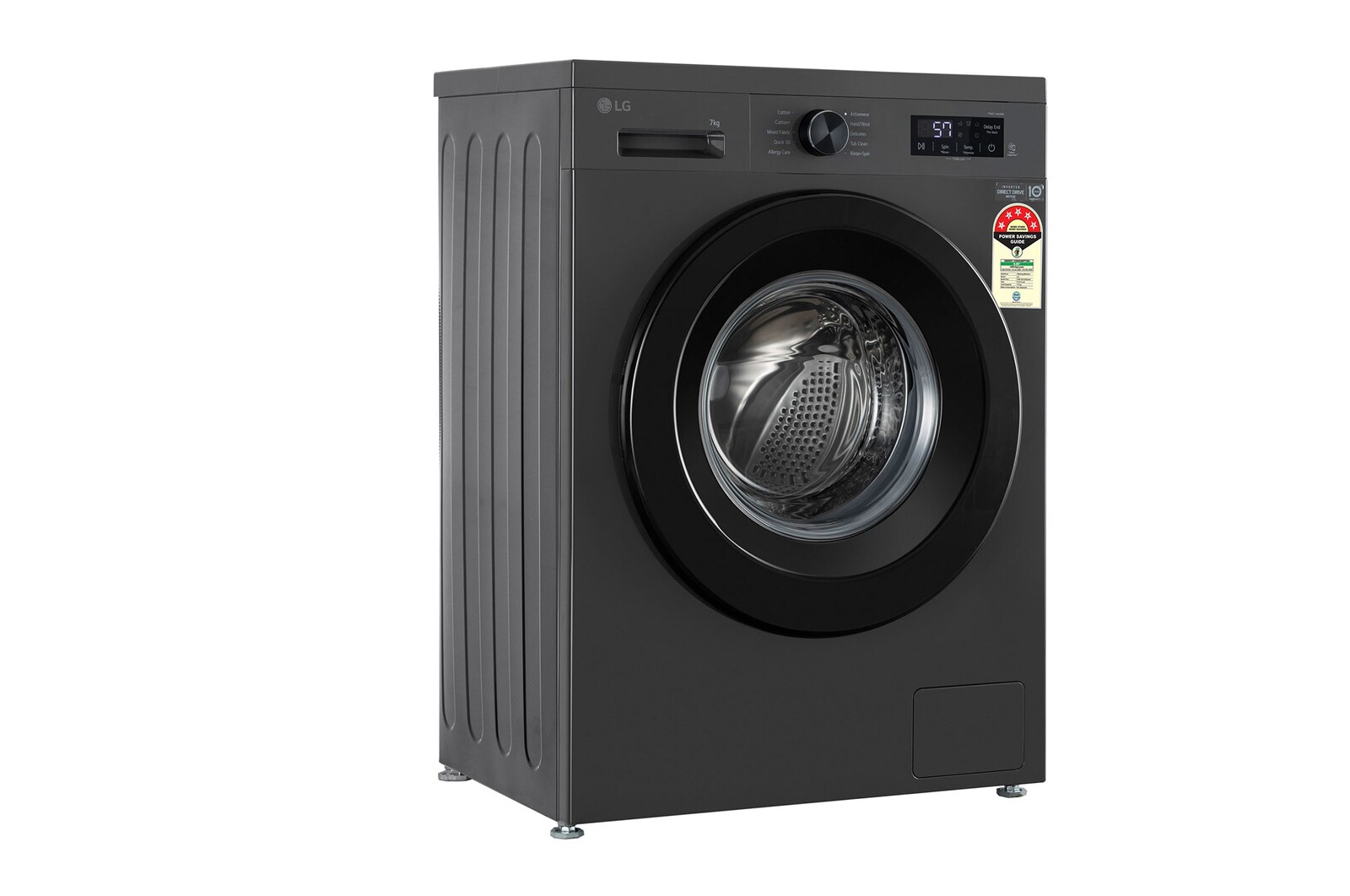 LG 7Kg Front Load Washing Machine, Inverter Direct Drive™, 6 Motion Direct Drive, Middle Black, 5 Star - official product view