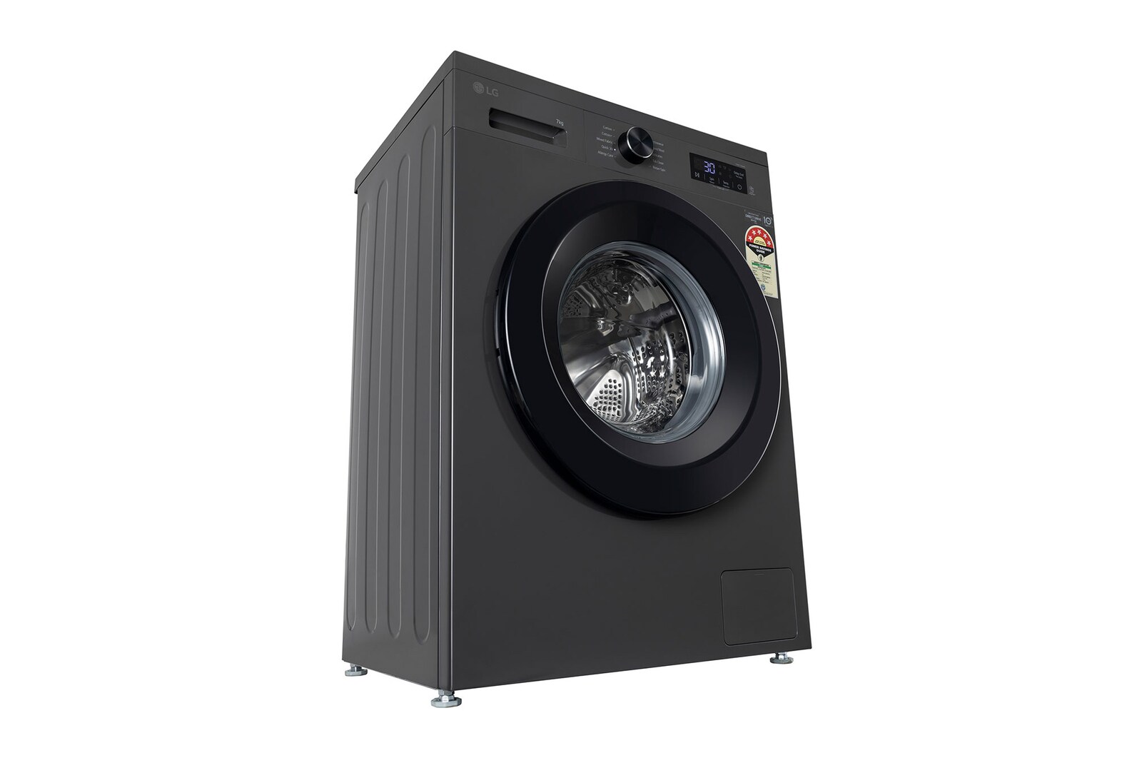 LG 7Kg Front Load Washing Machine, Inverter Direct Drive™, 6 Motion Direct Drive, Middle Black, 5 Star - official product view