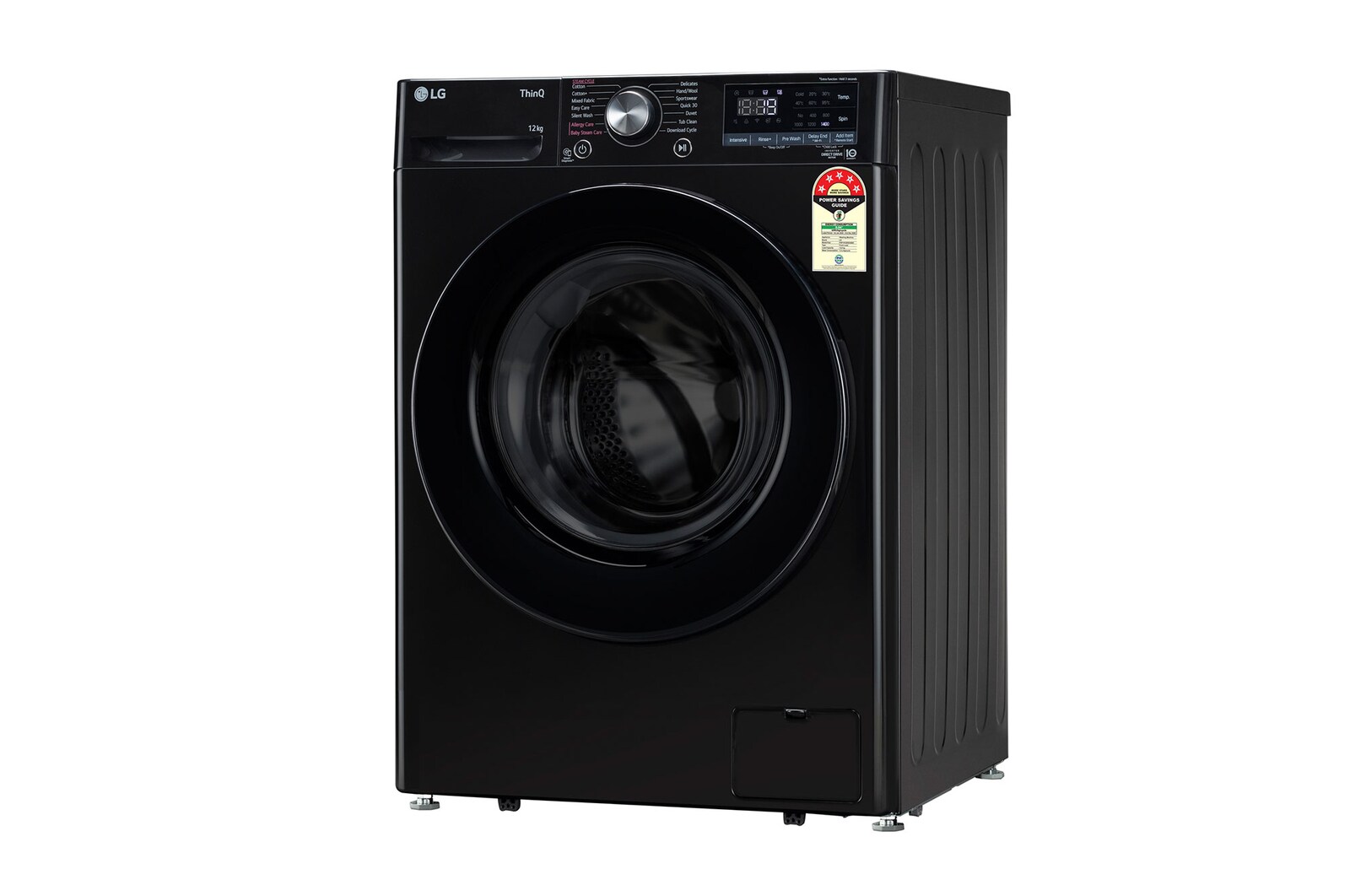 LG 12 kg Front Load Washing Machine with AI Direct Drive™, Steam Wash, Onyx Black, 5 Star - official product view