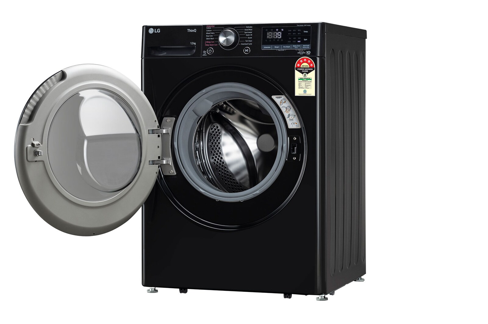 LG 12 kg Front Load Washing Machine with AI Direct Drive™, Steam Wash, Onyx Black, 5 Star - official product view