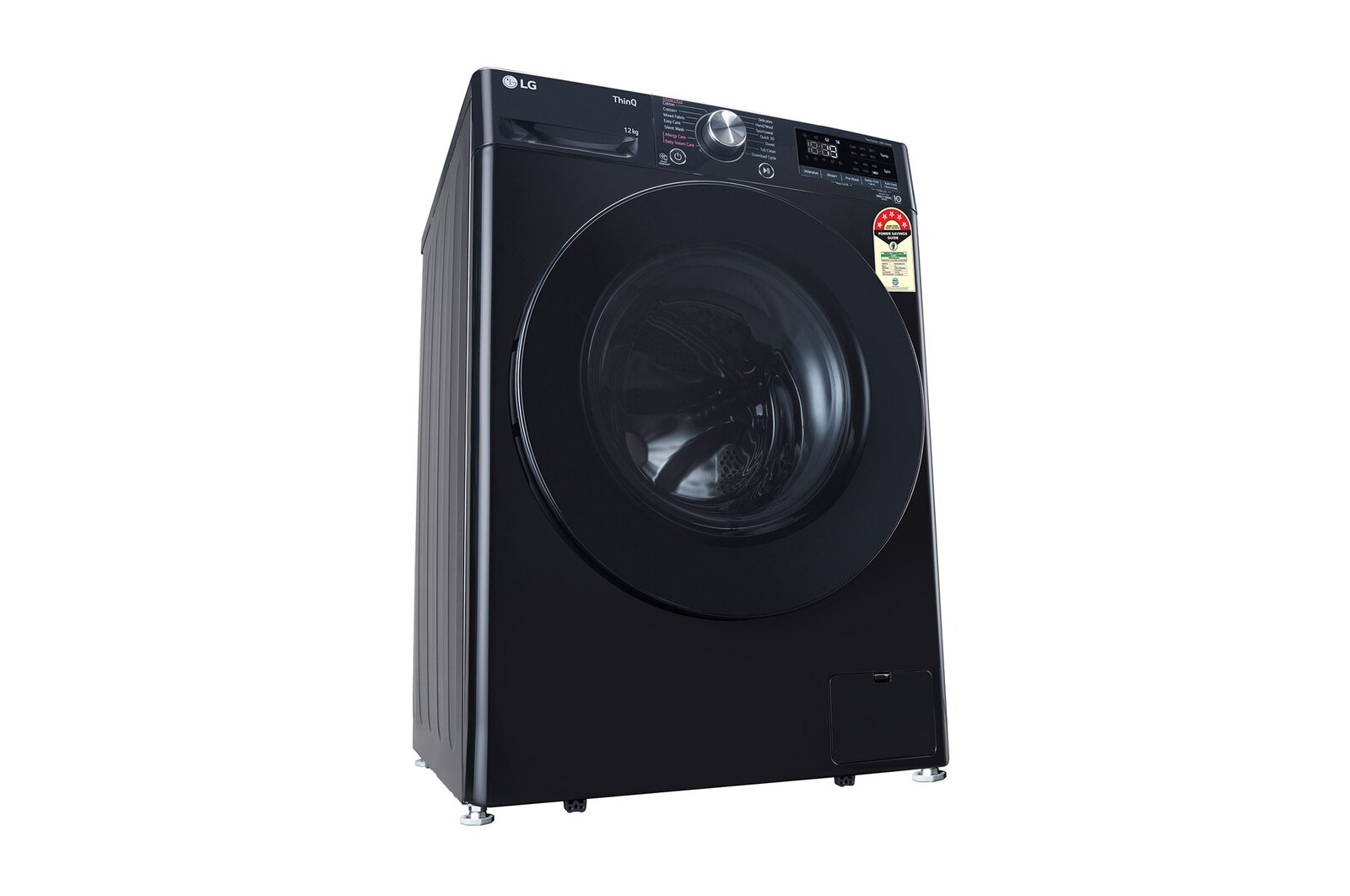 LG 12 kg Front Load Washing Machine with AI Direct Drive™, Steam Wash, Onyx Black, 5 Star - official product view