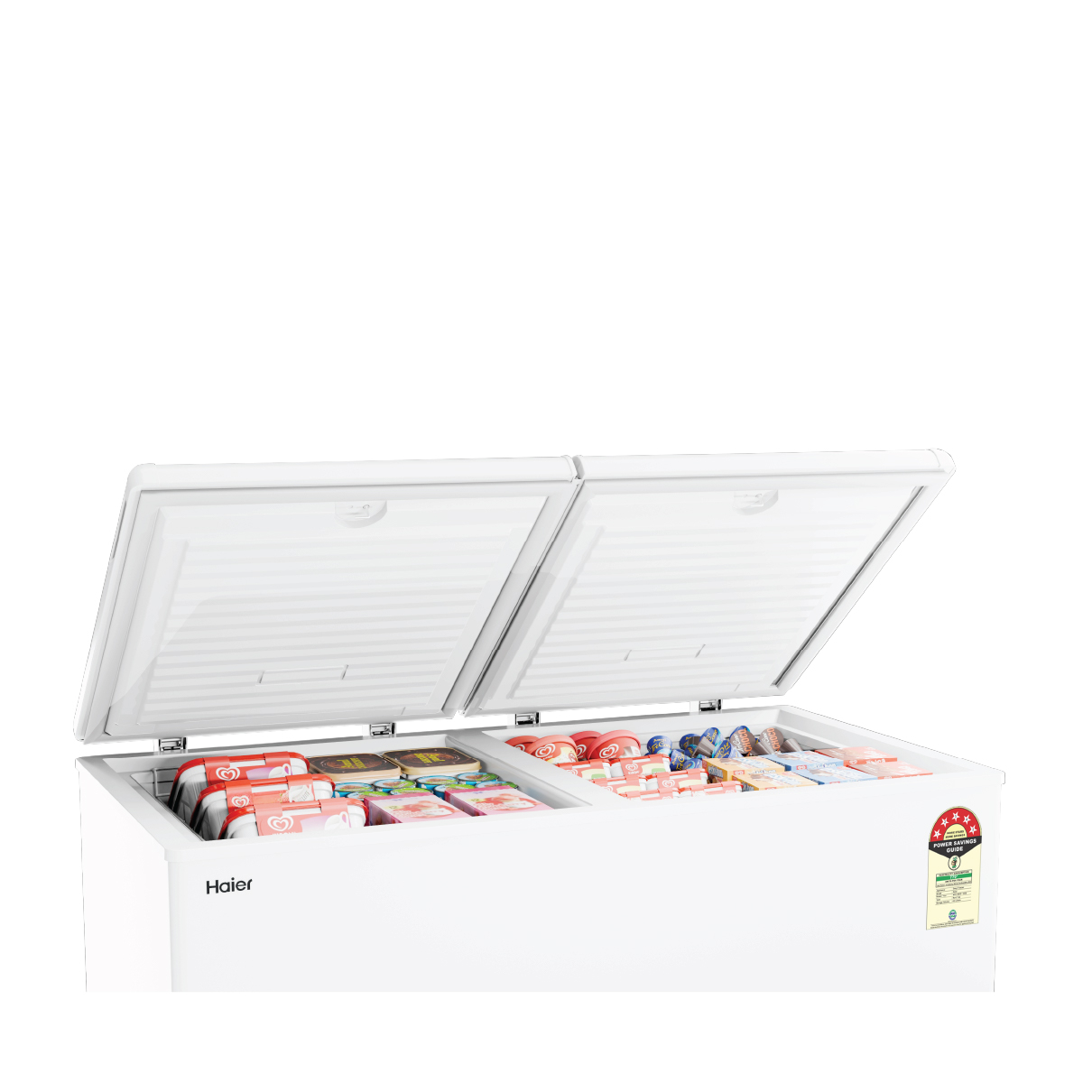 Haier 500 Ltr Double door- White Colour Convertible Hard top Freezer - official product view