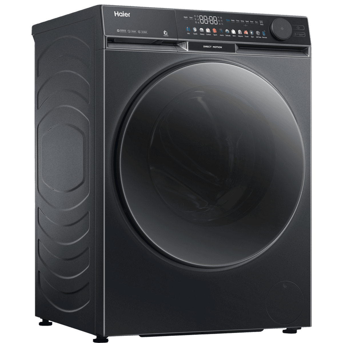 Haier 12 kg AI Colorful Touch Panel Front Load Washing Machine - official product view