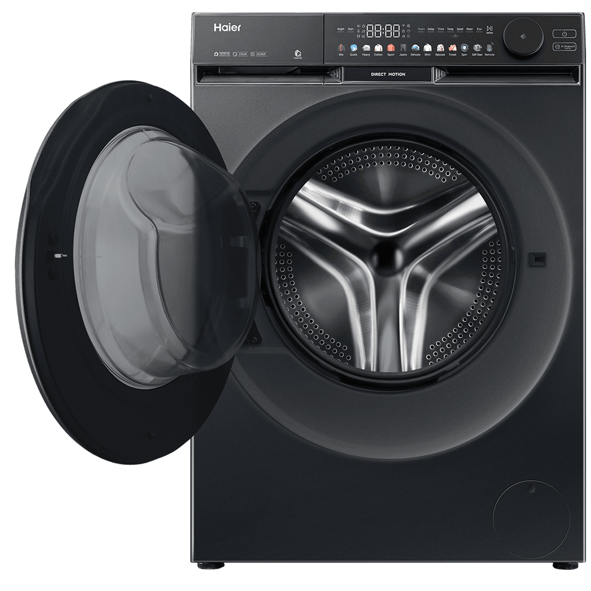 Haier 12 kg AI Colorful Touch Panel Front Load Washing Machine - official product view