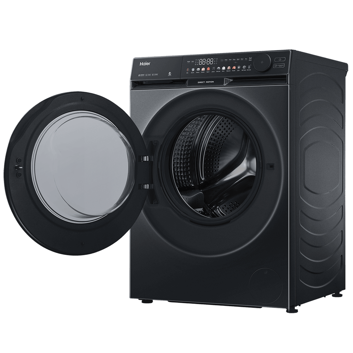 Haier 12 kg AI Colorful Touch Panel Front Load Washing Machine - official product view