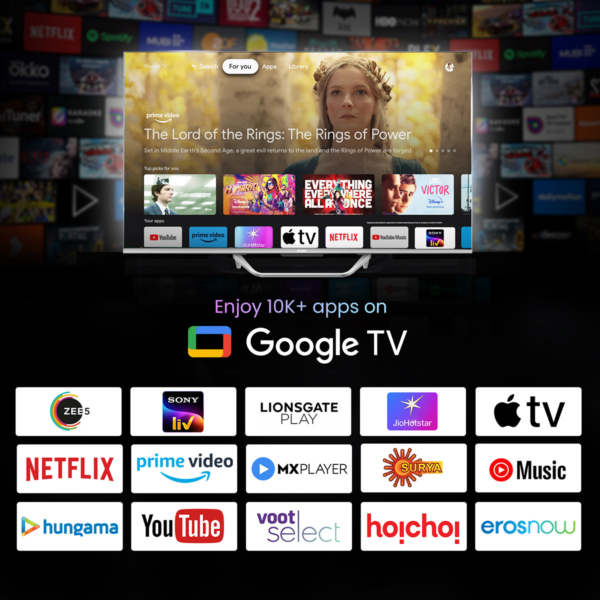 Haier 43S800QT-P-QLED S800QT Series 108cm(43) 4K Smart Google TV With Dolby Vision. Atmos: Product feature
