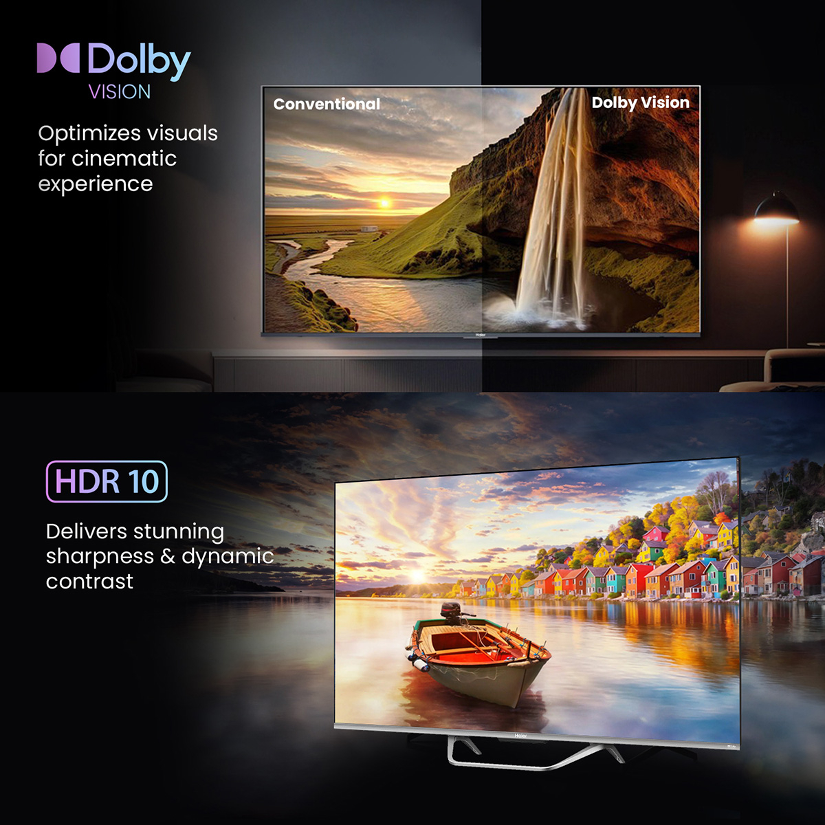 Haier 43S800QT-P-QLED S800QT Series 108cm(43) 4K Smart Google TV With Dolby Vision. Atmos: Product feature