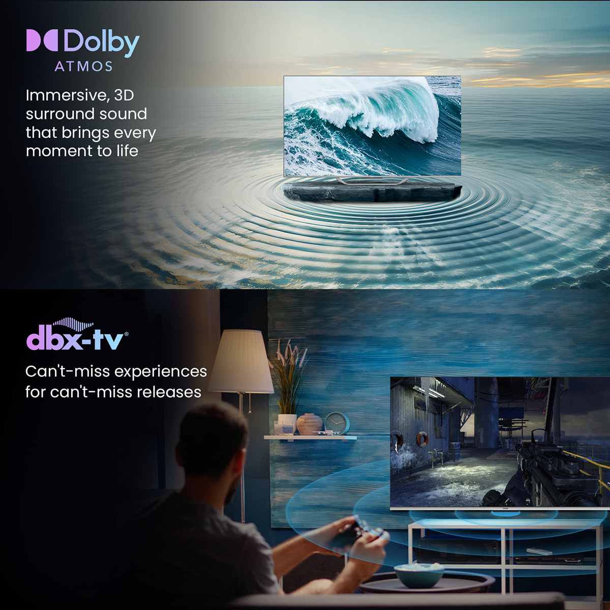 Haier 43S800QT-P-QLED S800QT Series 108cm(43) 4K Smart Google TV With Dolby Vision. Atmos: Product feature