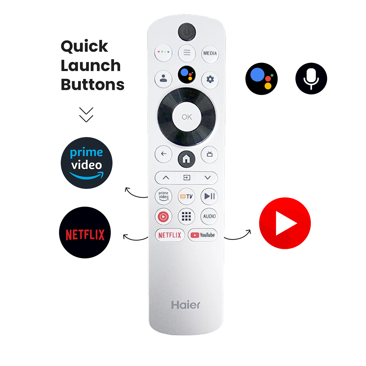 Haier 55S800QT-P-QLED S800QT Series 139cm(55) 4K Smart Google TV With Dolby Vision. Atmos: Controls and remote