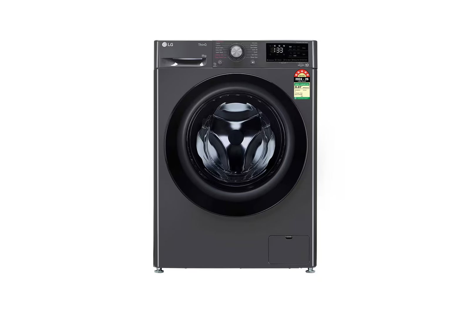 LG 10 Kg Front Load Washing Machine, AI Direct Drive™, Direct Drive Motor, Middle Black, 5 Star
