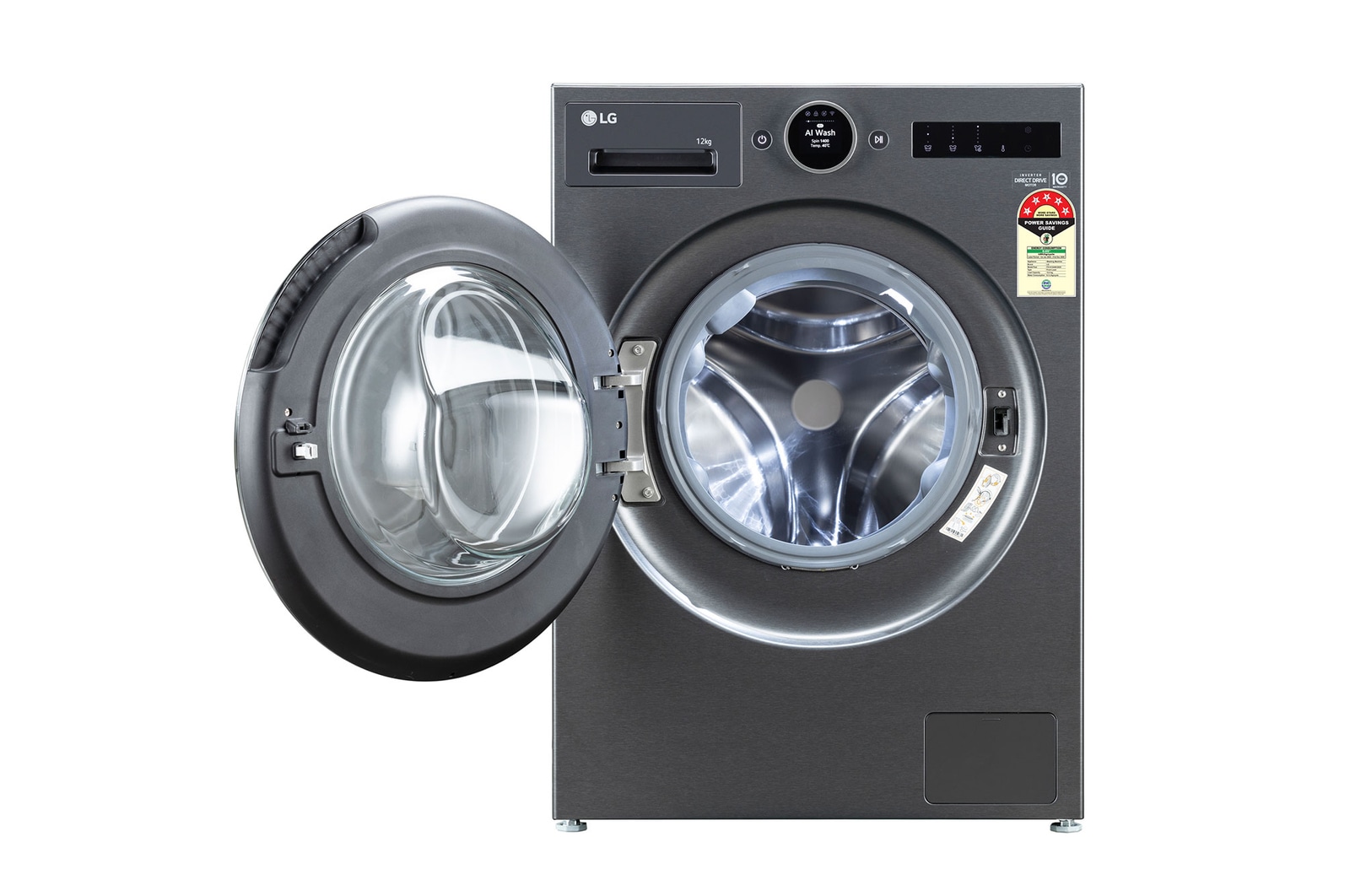 LG 12Kg Front Load Washing Machine, AI Direct Drive 2.0, Digital Dial & ez-Dispense, Essence Black, 5 Star - FX1412A9K
