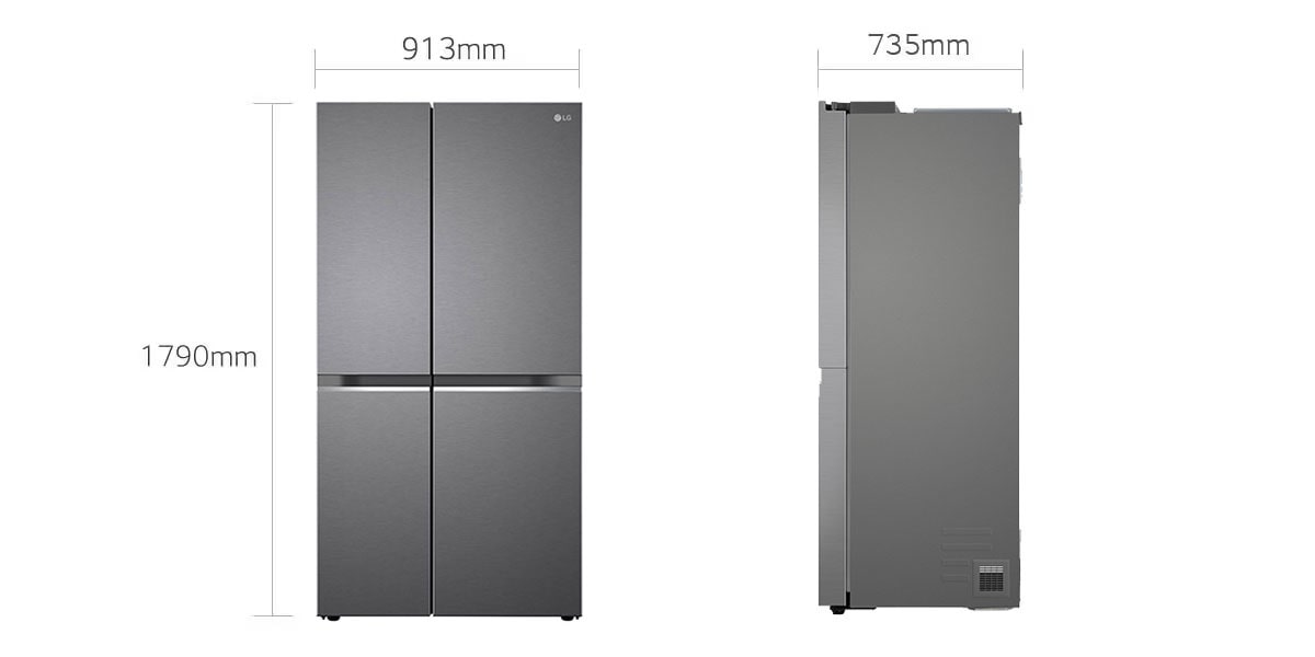 LG 650L Side-by-Side Refrigerator, Convertible, Multi-Air Flow, Smart Diagnosis™, Dazzle Steel, 3 Star: Official product detail
