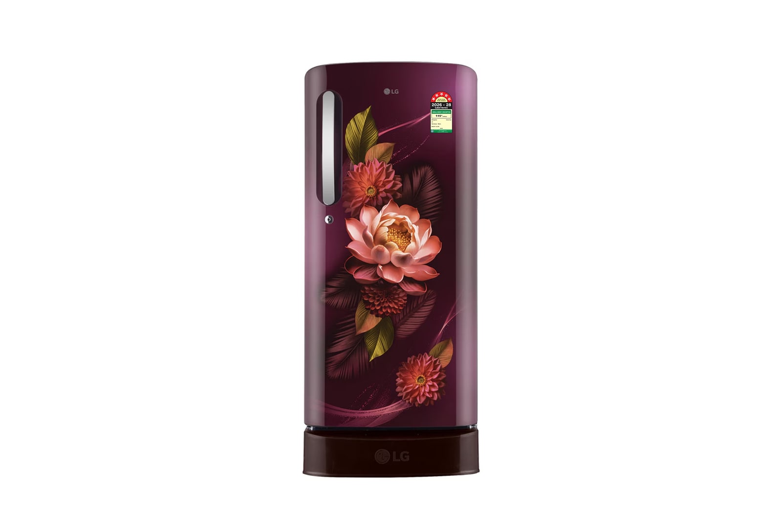 LG 185 L Single Door Refrigerator with Base Stand Drawer, Smart Inverter Compressor, Direct Cool, Red Water Lily, 5 Star