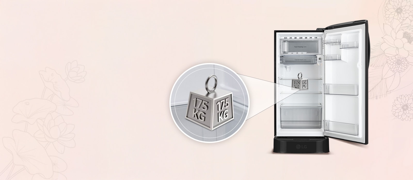 LG 201 L Single Door Refrigerator, Base Stand Drawer, Smart Inverter Compressor, Emerald Lotus, 5 Star: Product feature