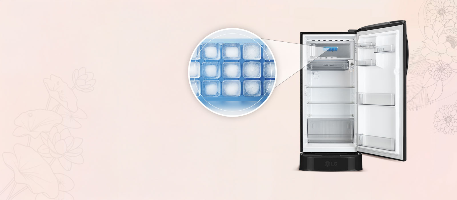 LG 201 L Single Door Refrigerator, Base Stand Drawer, Smart Inverter Compressor, Emerald Lotus, 5 Star: Product feature