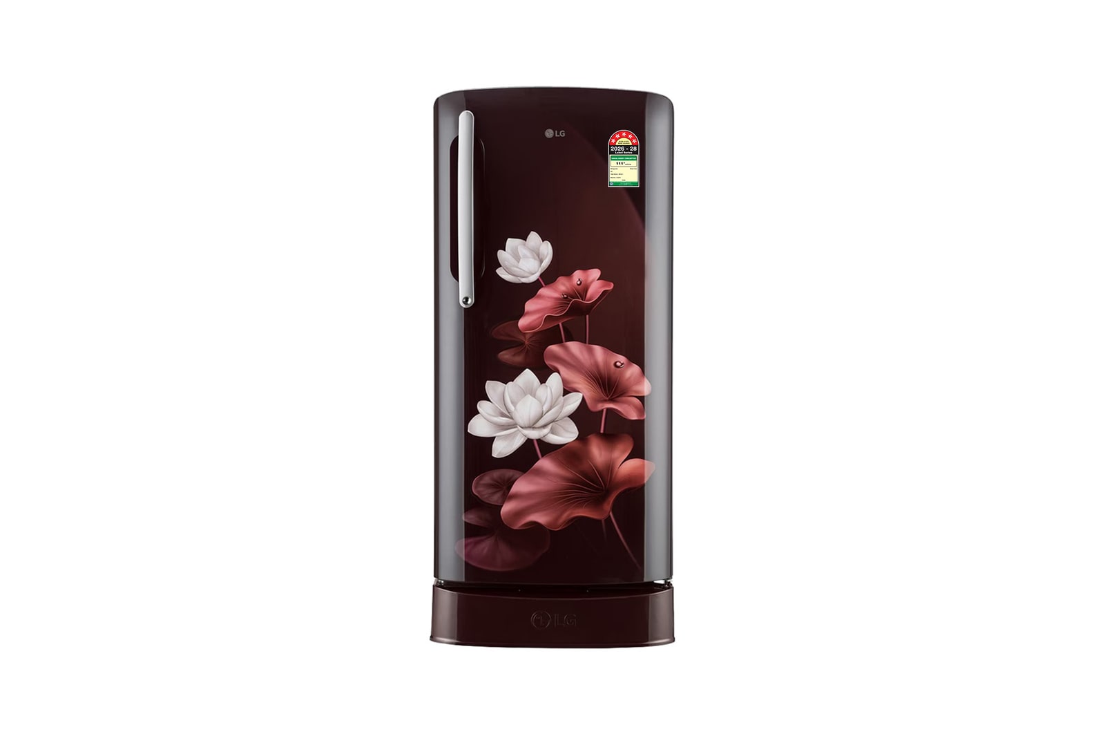 LG 201 L Single Door Refrigerator with Base Stand Drawer, Smart Inverter Compressor, Direct Cool, Scarlet Lotus, 5 Star