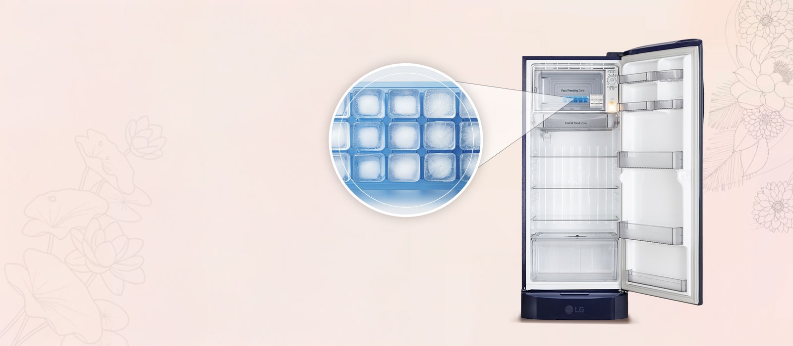 LG 224L Single Door Refrigerator, Smart Inverter Compressor, Base Stand drawer, Royal Spring, Auto Smart Connect: Product feature