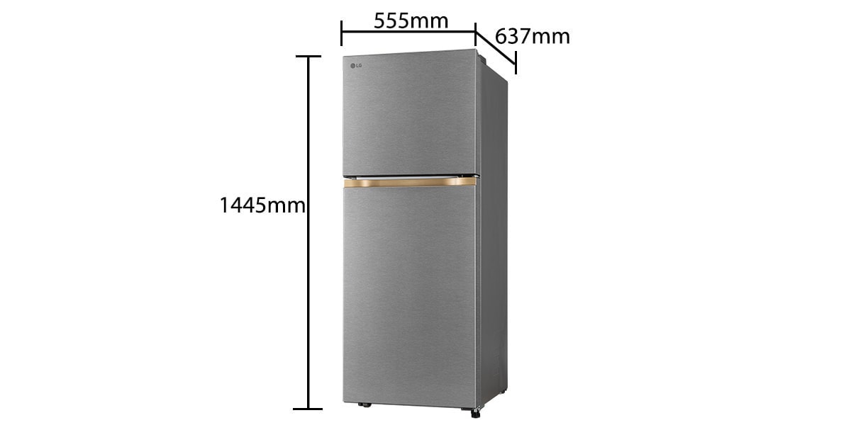 LG 225L Double Door Refrigerator with Smart Mode, Auto Smart Connect, Smart Inverter Compressor, Multi Air Flow, Dazzle Steel, 1 Star: Dimensions and installation