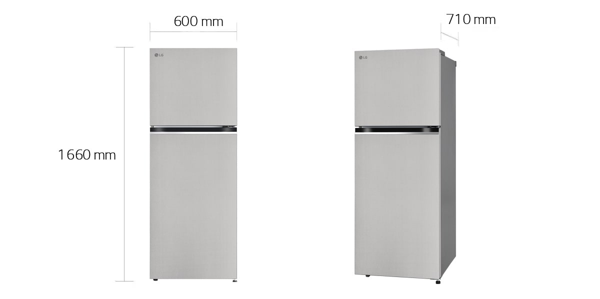 LG 322 L Single Door Refrigerator, Convertible, Smart Diagnosis™, Urban Steel, 2 Star: Dimensions and installation
