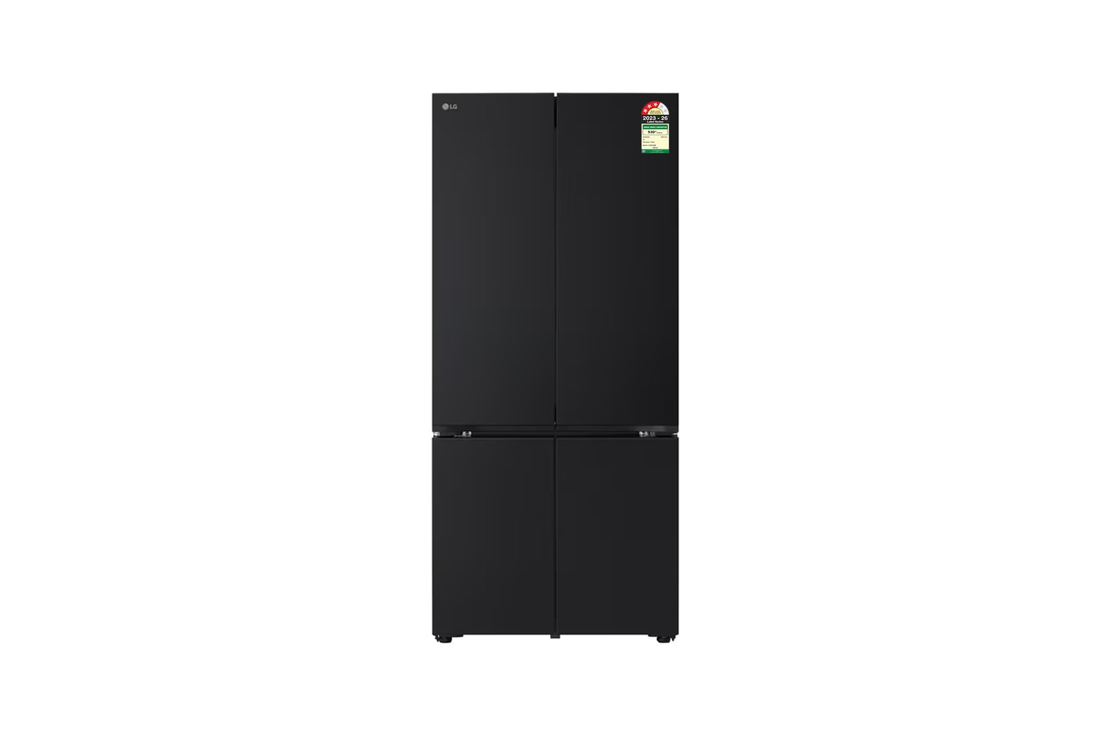 LG 610L French Door Refrigerator, Fresh Converter+, Wi-Fi Convertible, DoorCooling+ Black Glass Finish, 3 Star GV-B25FFGMB