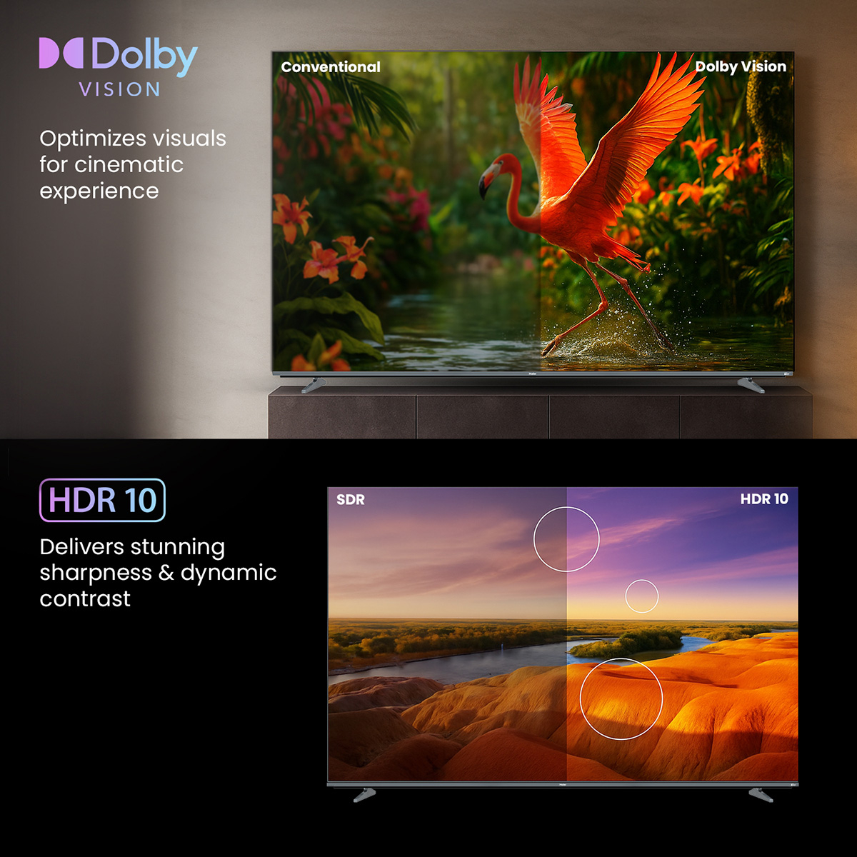 Haier H55M80FUX-Mini LED M80F Series139 cm (55) 4K Ultra HD Smart Google TV | Sound by KEF -H55M80FUX (2025): Product feature