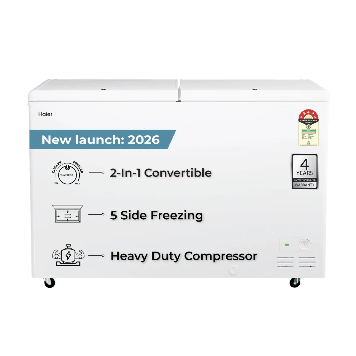Haier 500 Ltr Double door- White Colour Convertible Hard top Freezer: Product feature