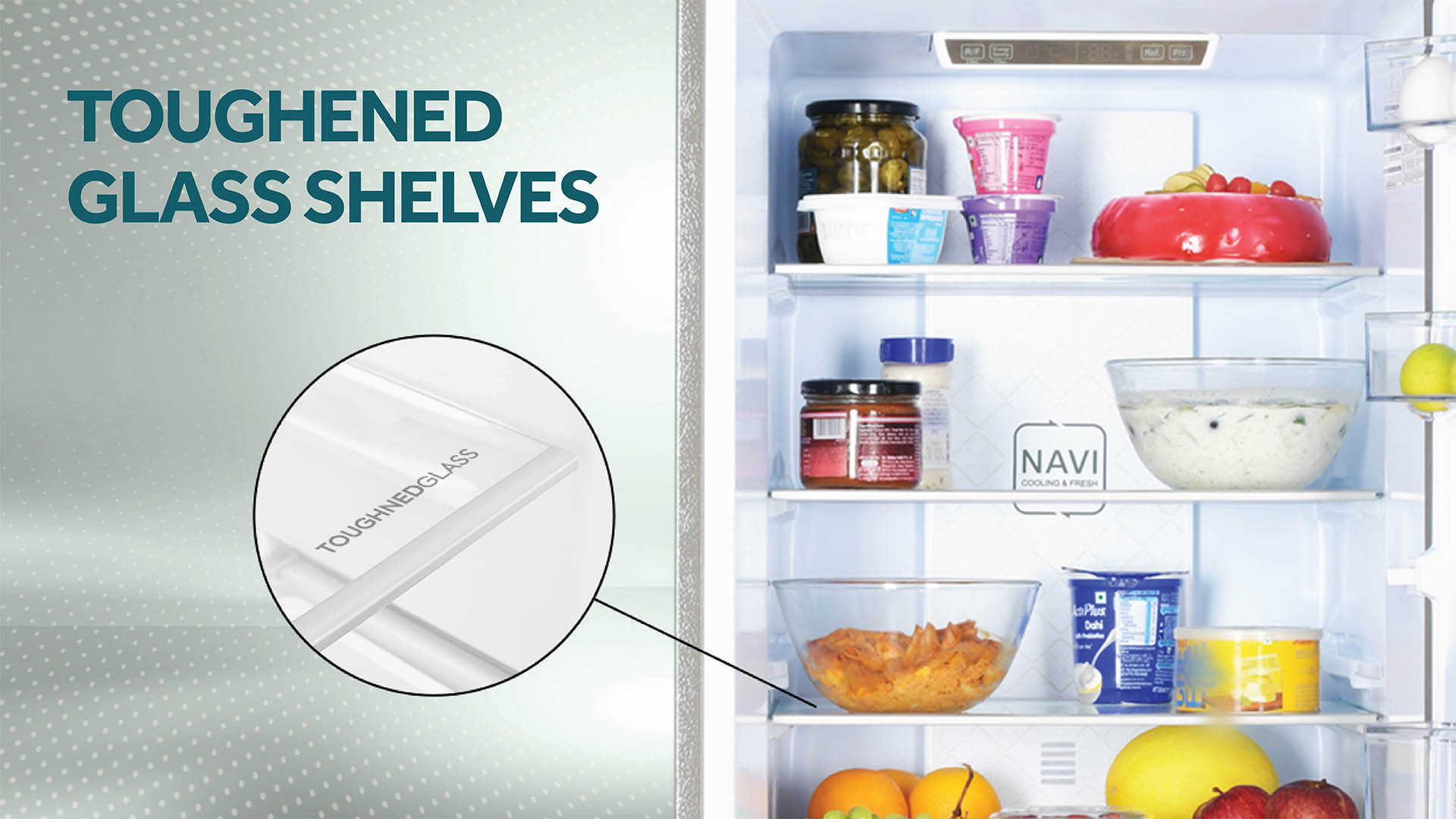 Haier 265L Flat Door Bottom Mount Refrigerator Nickel Steel 2 Star: Product feature