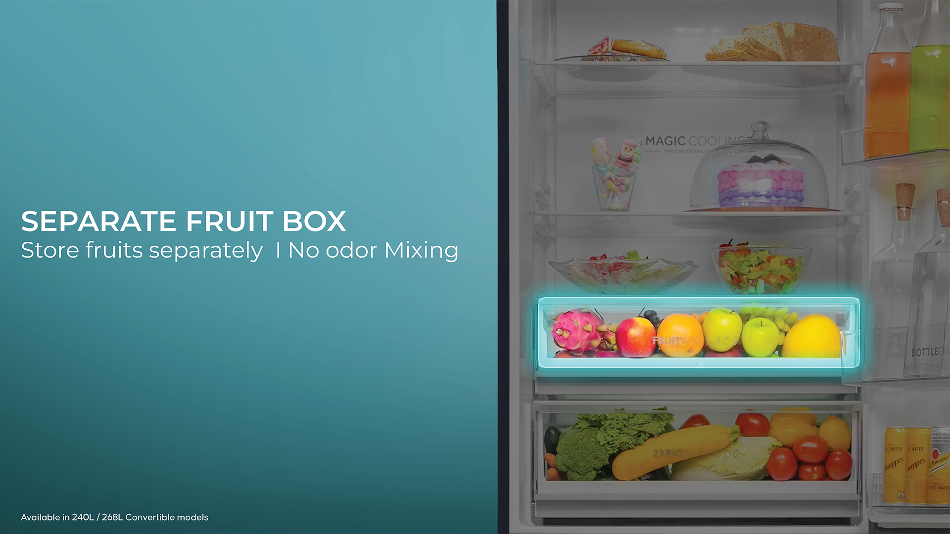 Haier 265L Flat Door Bottom Mount Refrigerator Nickel Steel 2 Star: Product feature