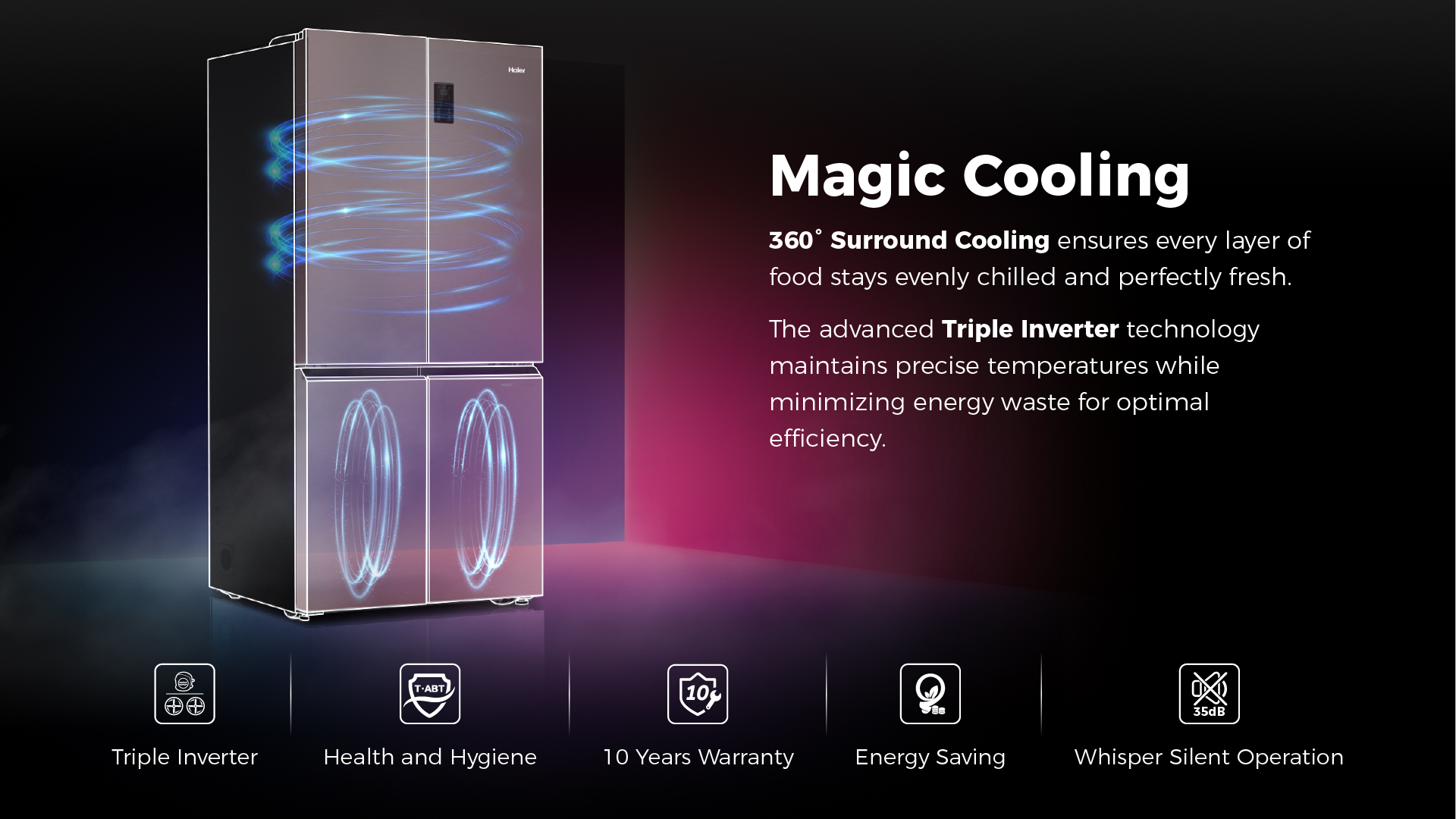 Haier Lumiere 520L Rosette White 4 Door Convertable Refrigerator: Product feature