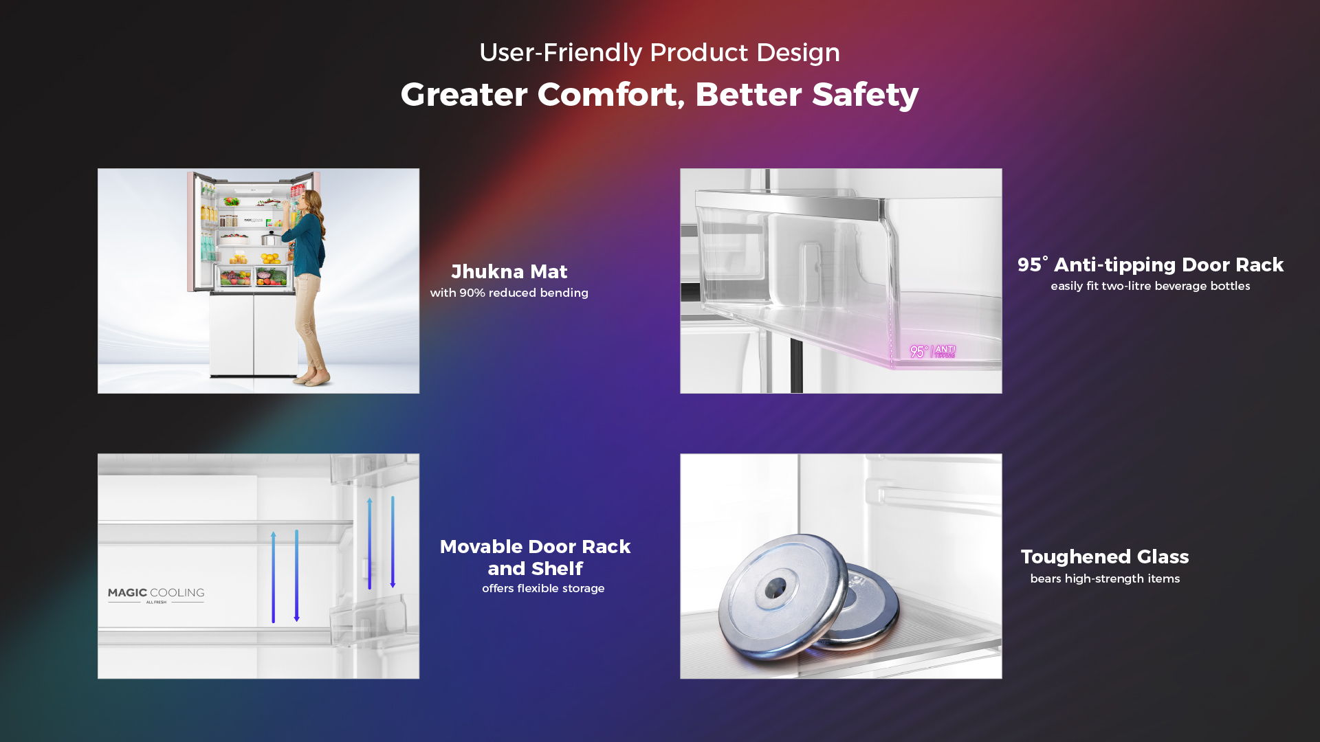 Haier Lumiere 520L Rosette White 4 Door Convertable Refrigerator: Product feature