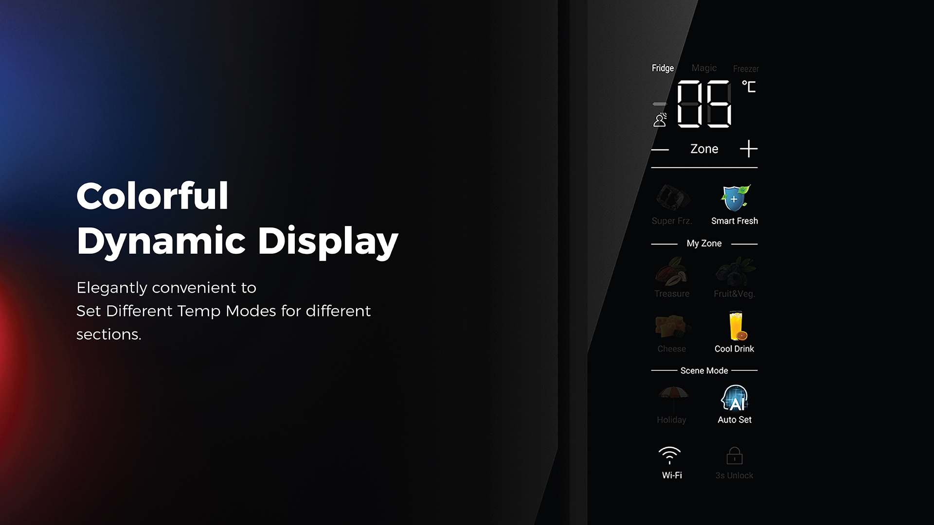 Haier 630L Lumiere 4 Door Side by Side Refrigerator Wi-Fi Black Glass: Product feature