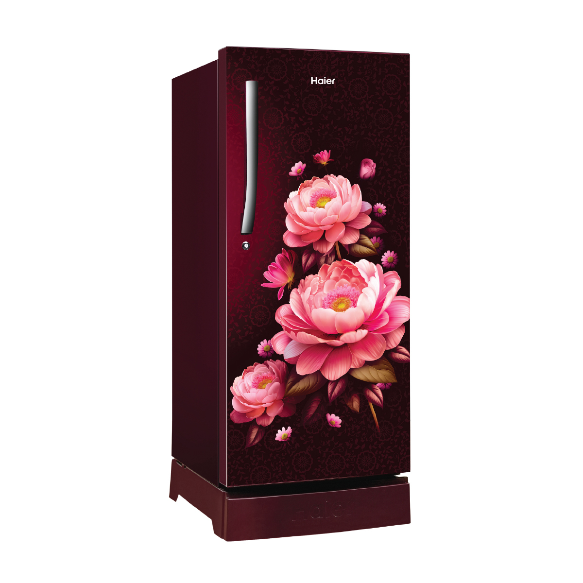 Haier 190L 5 Star Red Blossom Single Door Refrigerator with Base Drawer, Inverter Compressor