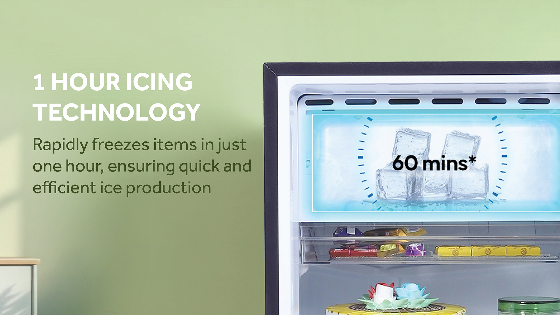 Haier 190L 2 Star Teal Sienna Direct Cool Single Door Refrigerator with Base Drawer: Product feature