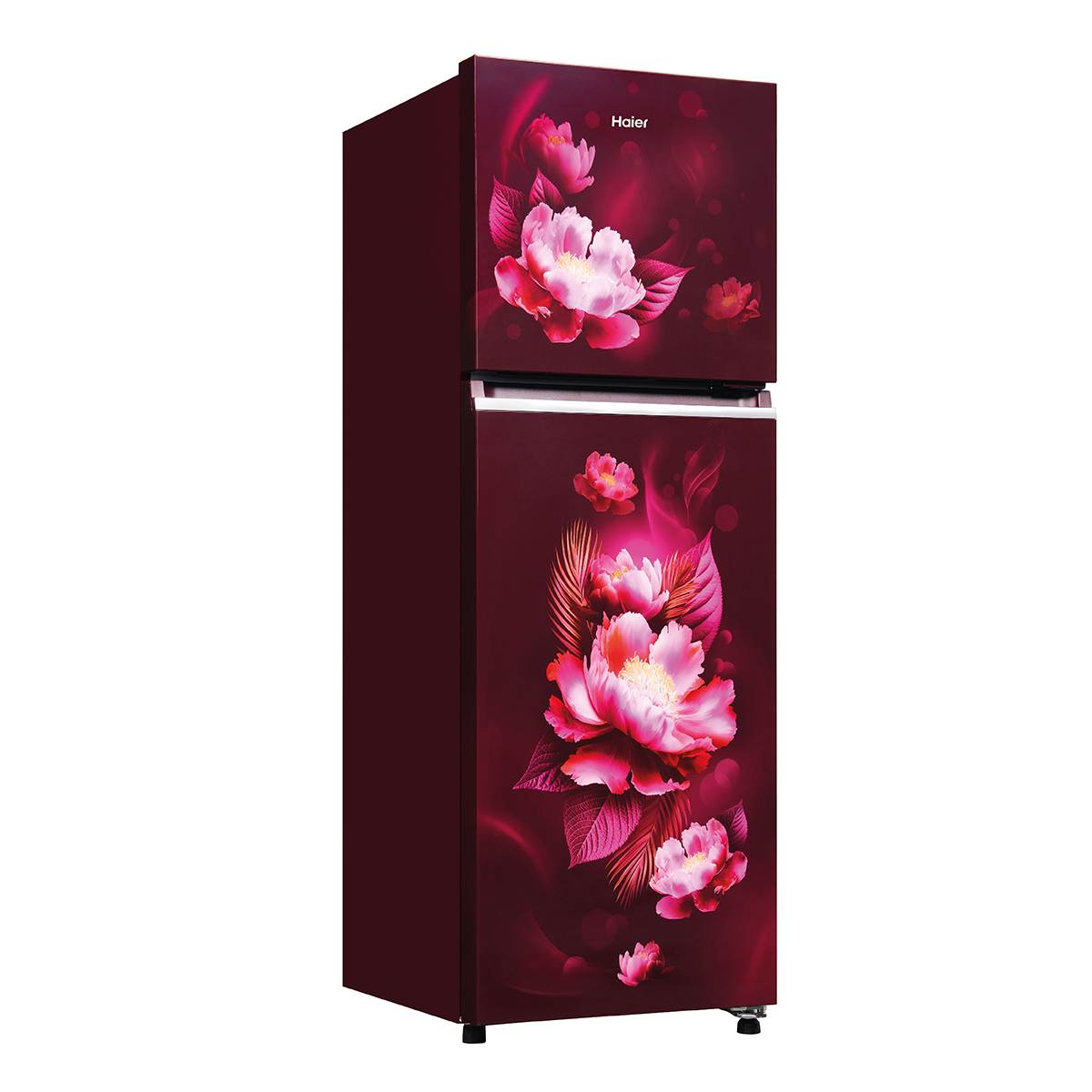 Haier 240 L Frost Free Double Door Refrigerator Flat Door Red Carnation 2 Star