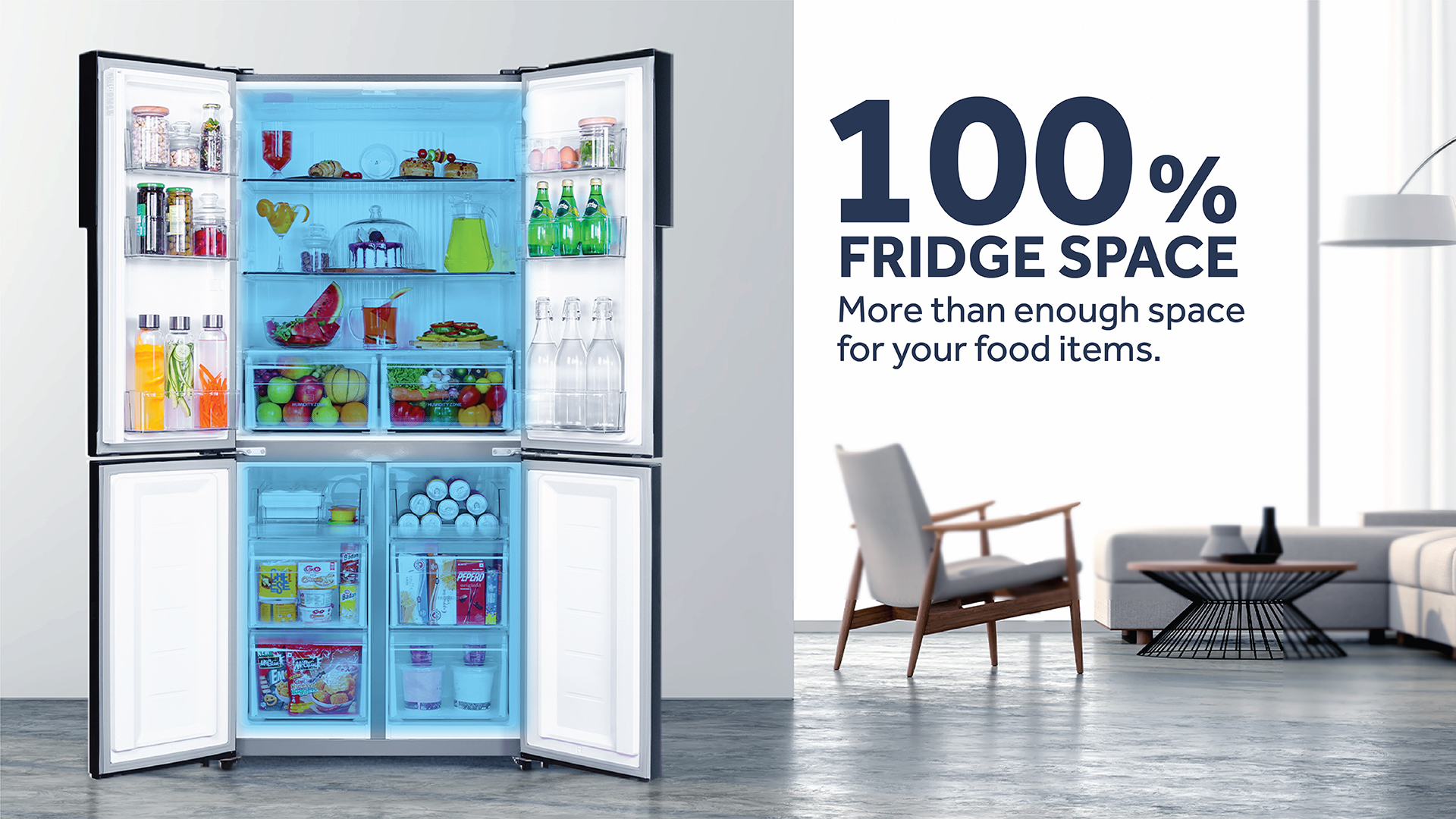 Haier 602L 2-Door Side by Side Refrigerator Wi-Fi Shiny Silver 3 Star: Product feature