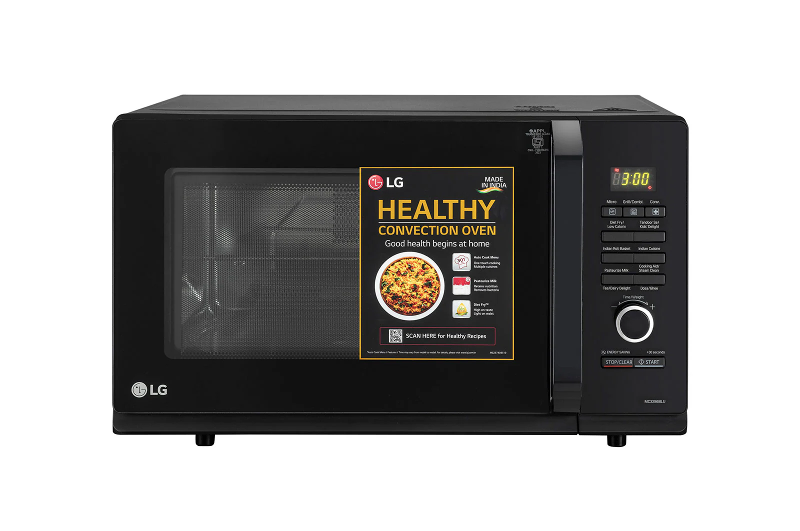 LG 32 L Convection Microwave Oven, Stainless Steel Cavity, 360° Motorised Rotisserie, Diet Fry™, Black: Product feature
