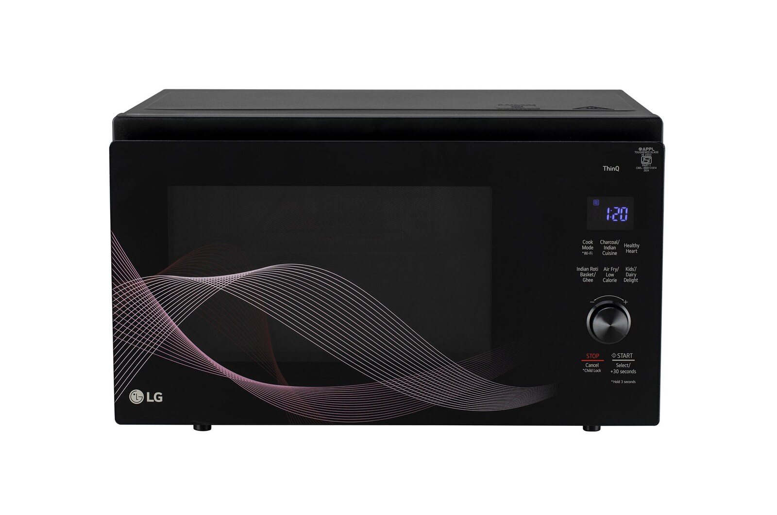 LG 32 L Convertible Microwave Oven with Air Fry, Charcoal Lighting Heater™, 431 Auto Cook Menu Powered by Thinq, Black