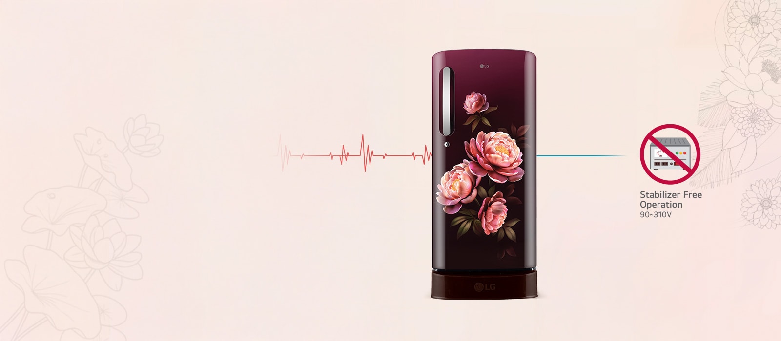 LG 185 L Single Door Refrigerator with Base Stand Drawer, Smart Inverter Compressor, Direct Cool, Wine Glory, 5 Star - catalogue_feature_stabilizer_free