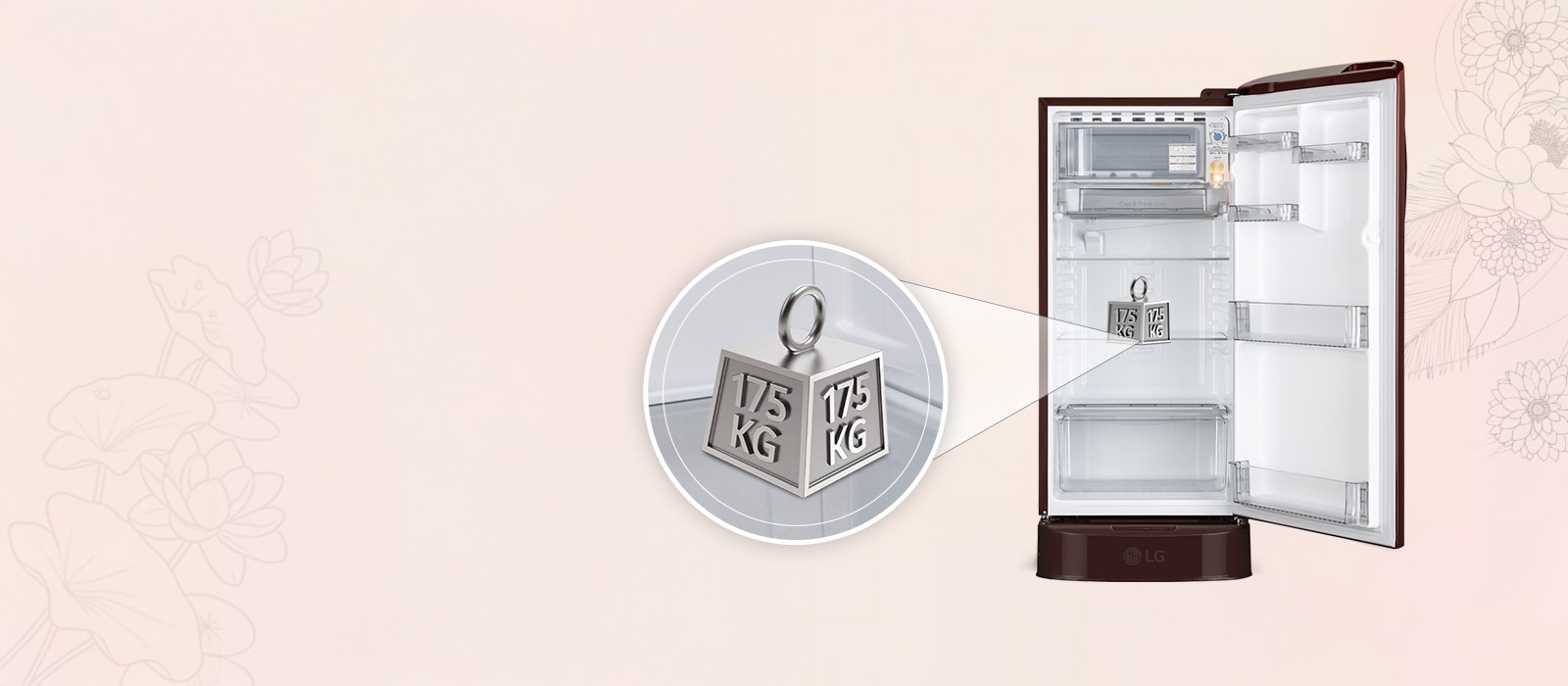 LG 185 L Single Door Refrigerator with Base Stand Drawer, Smart Inverter Compressor, Direct Cool, Wine Glory, 5 Star - catalogue_feature_toughened_glass