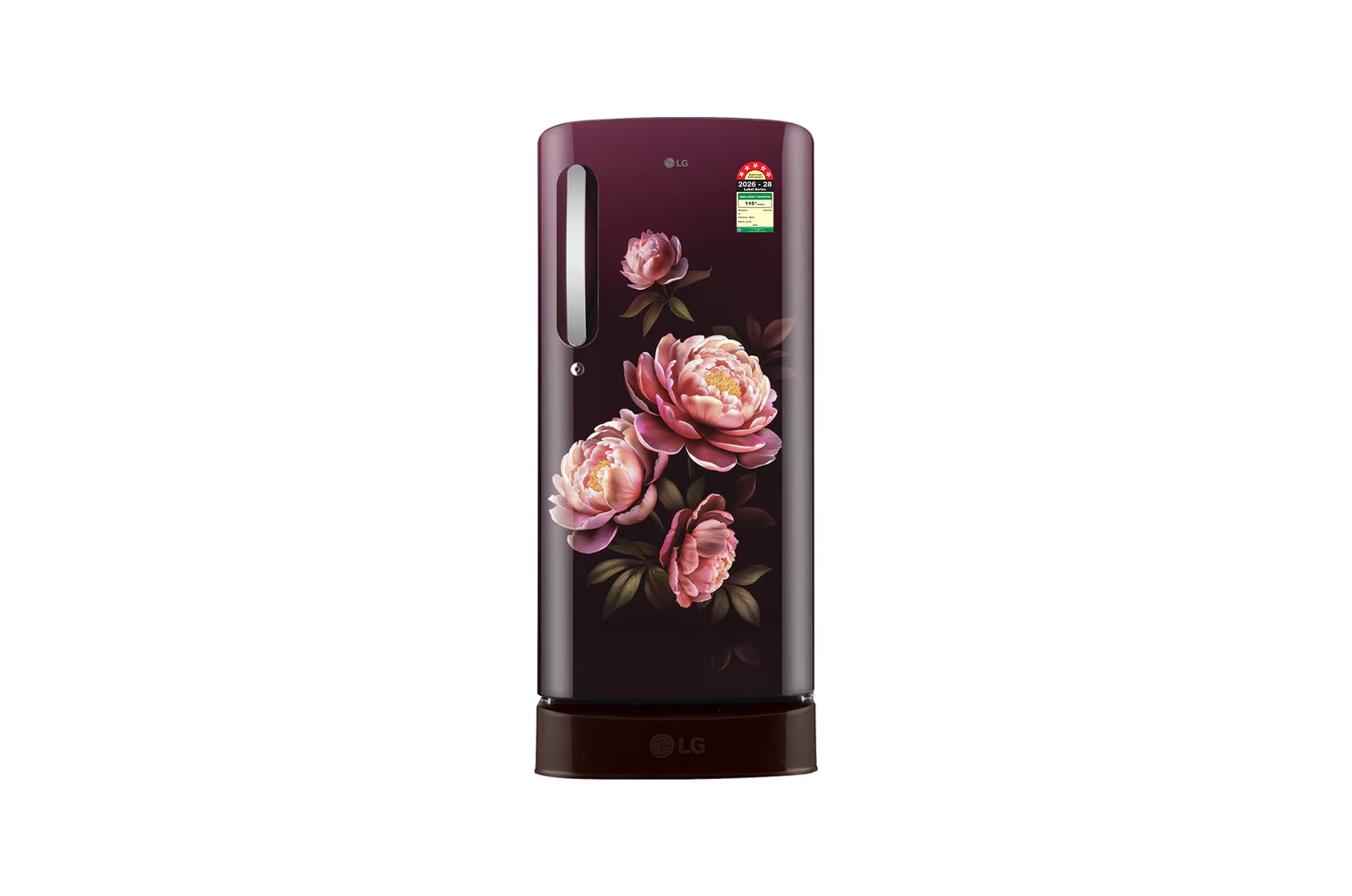 LG 185 L Single Door Refrigerator with Base Stand Drawer, Smart Inverter Compressor, Direct Cool, Wine Glory, 5 Star