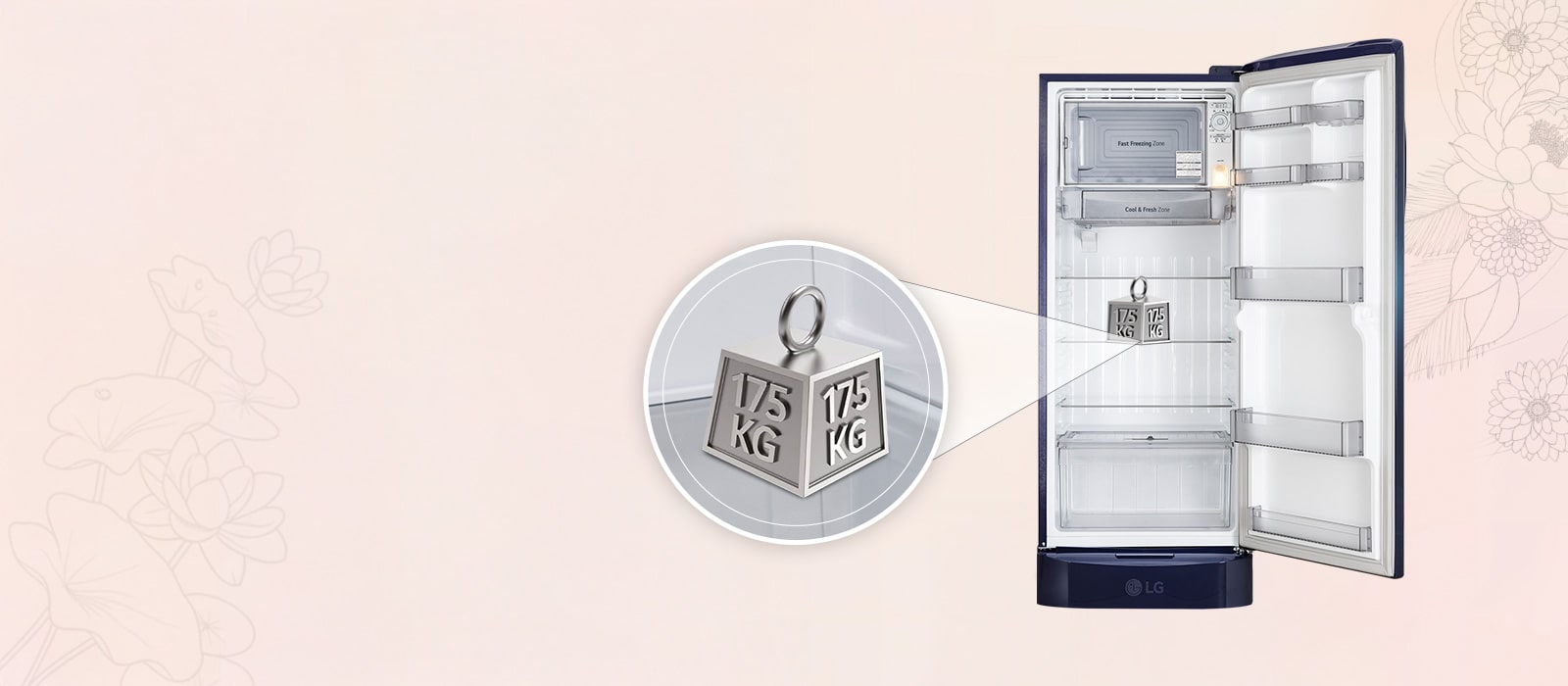 LG 224 L Single Door Refrigerator with Base Stand Drawer, Smart Inverter Compressor, Direct Cool, Blue Waterlily, 5 Star - catalogue_feature_toughened_glass