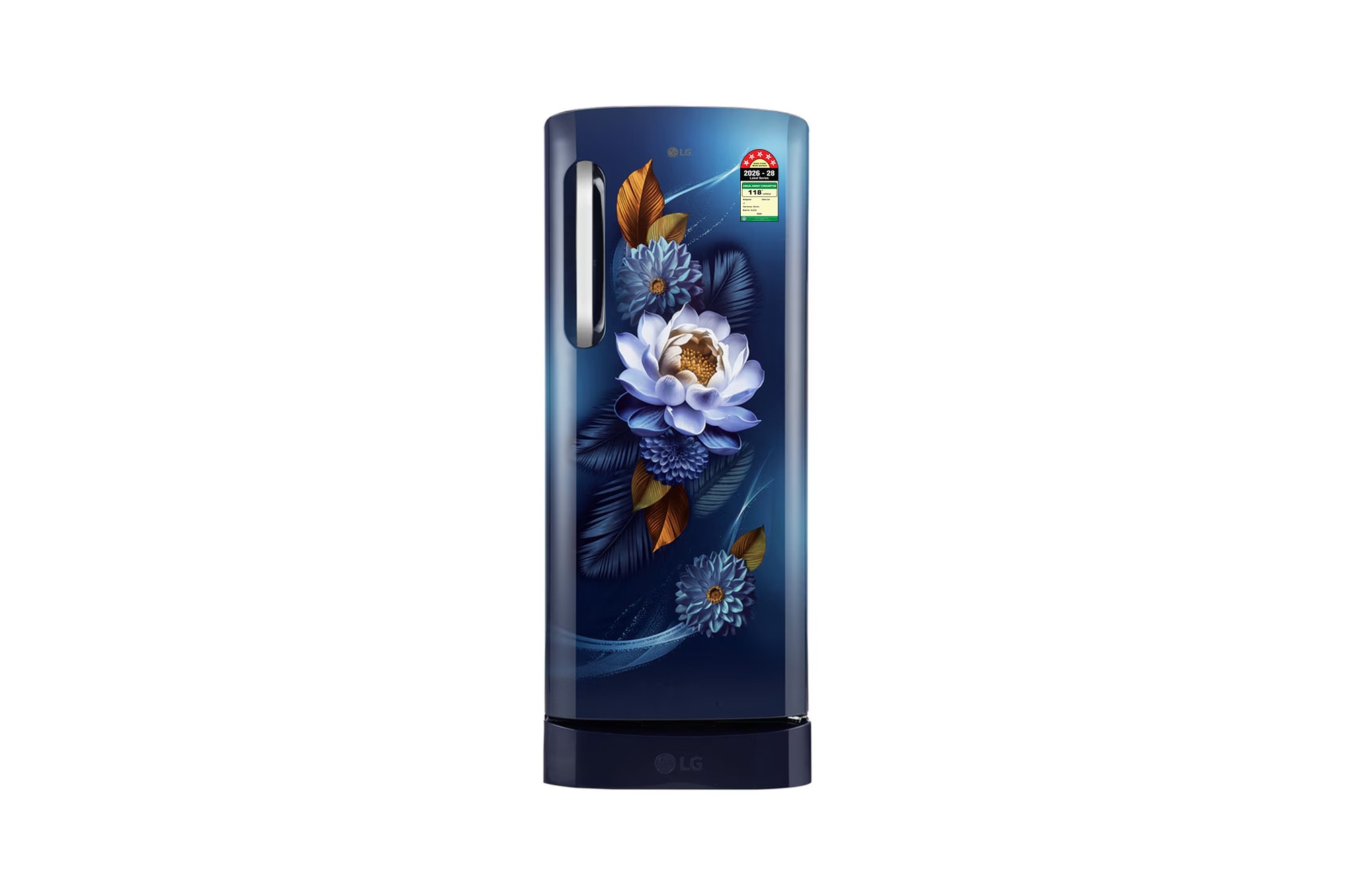 LG 224 L Single Door Refrigerator with Base Stand Drawer, Smart Inverter Compressor, Direct Cool, Blue Waterlily, 5 Star