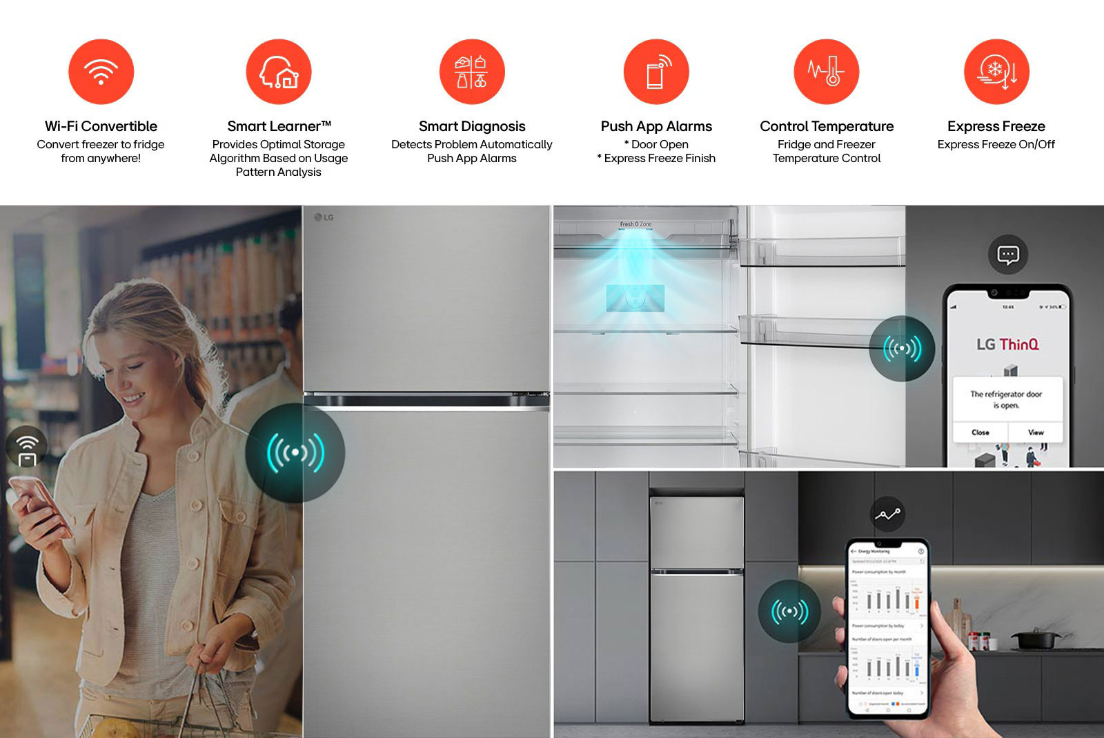 LG 398L, Double Door Refrigerator, Smart Diagnosis™, Convertible, Shiny Steel Finish, 2 Star - GLT4026SNPZ: Product feature