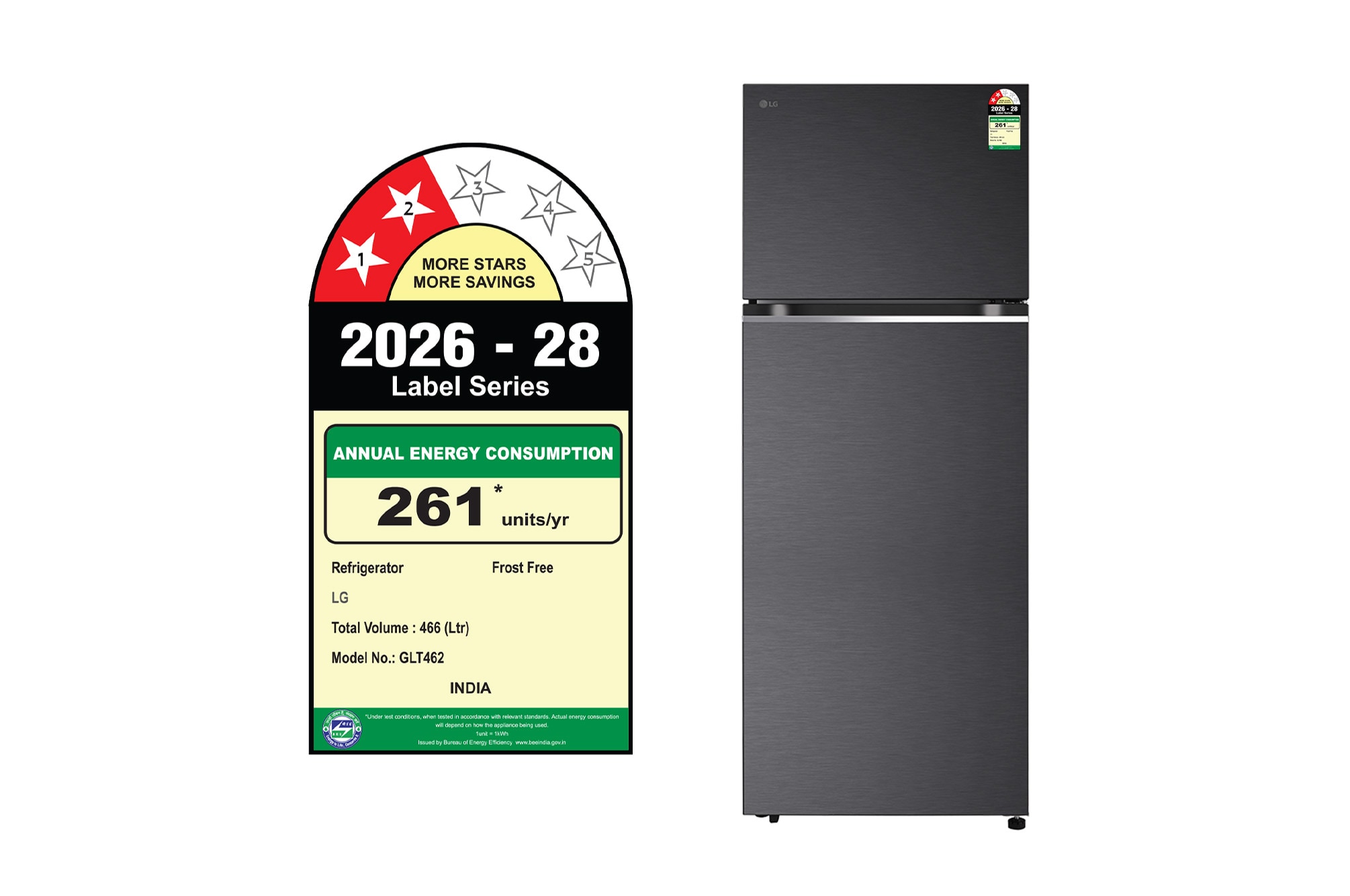LG 466L Double Door Refrigerator, Smart Inverter Compressor, AI ThinQ Wi-Fi, Black Mirror Finish, 2 Star - GLT4626TEMC: Product feature