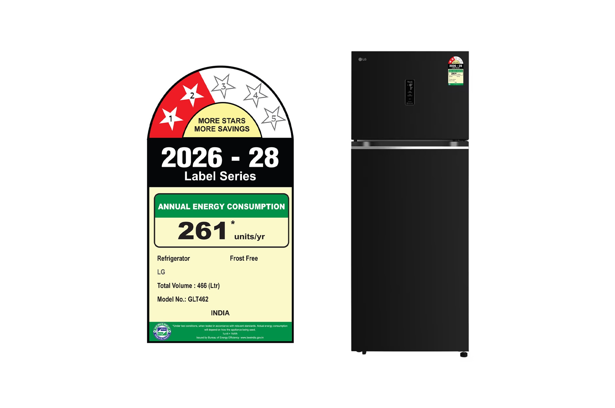 LG 466L Double Door Refrigerator, Smart Inverter Compressor, Wi-Fi, Door Cooling™, Ebony Sheen Finish, 2 Star - GLT4626TMES: Product feature