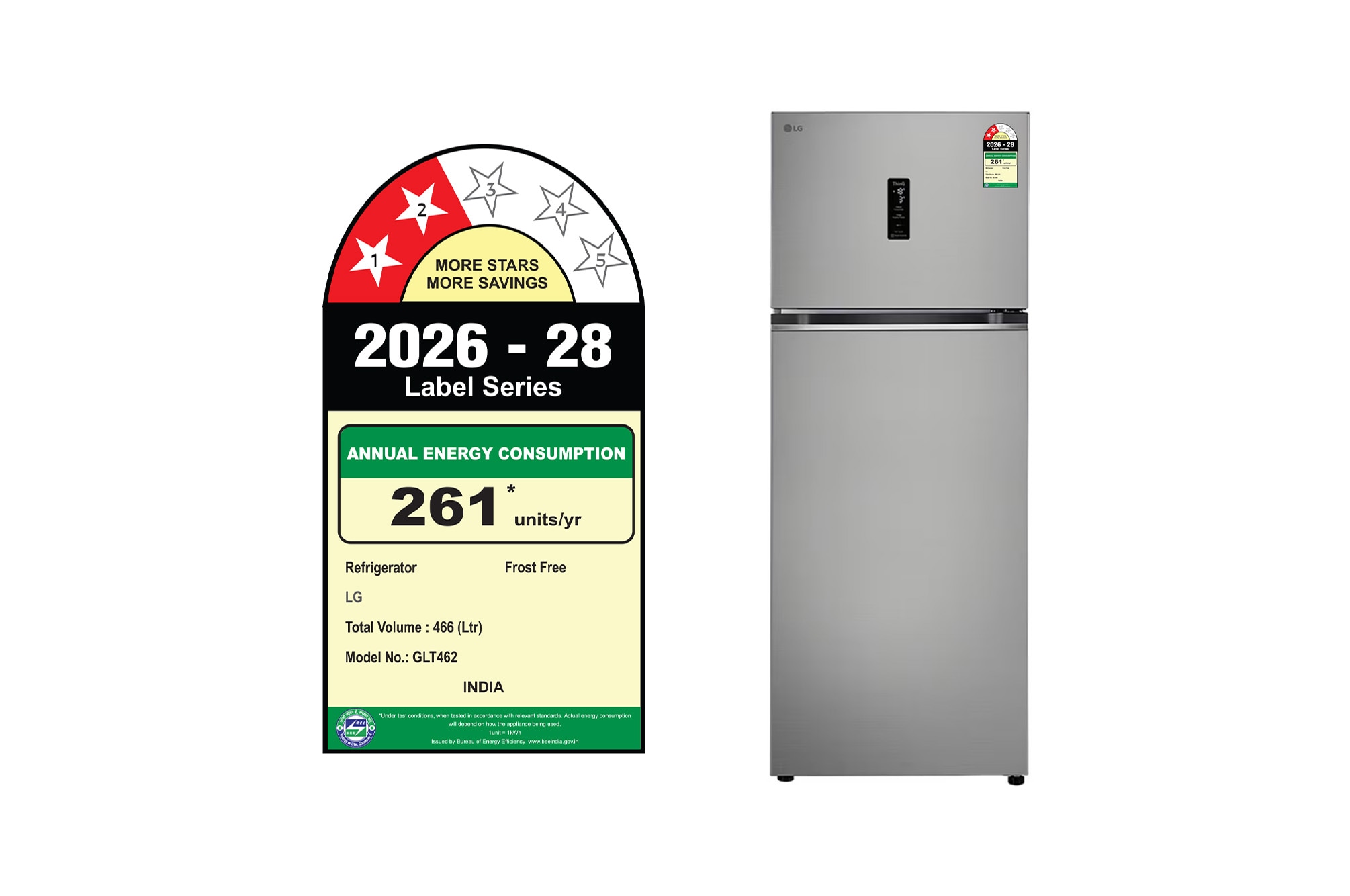 LG 466L 2-Star Double Door Refrigerator with Smart Inverter Compressor, Door Cooling™ in Shiny Steel Finish - GLT4626TMPZ: Product feature