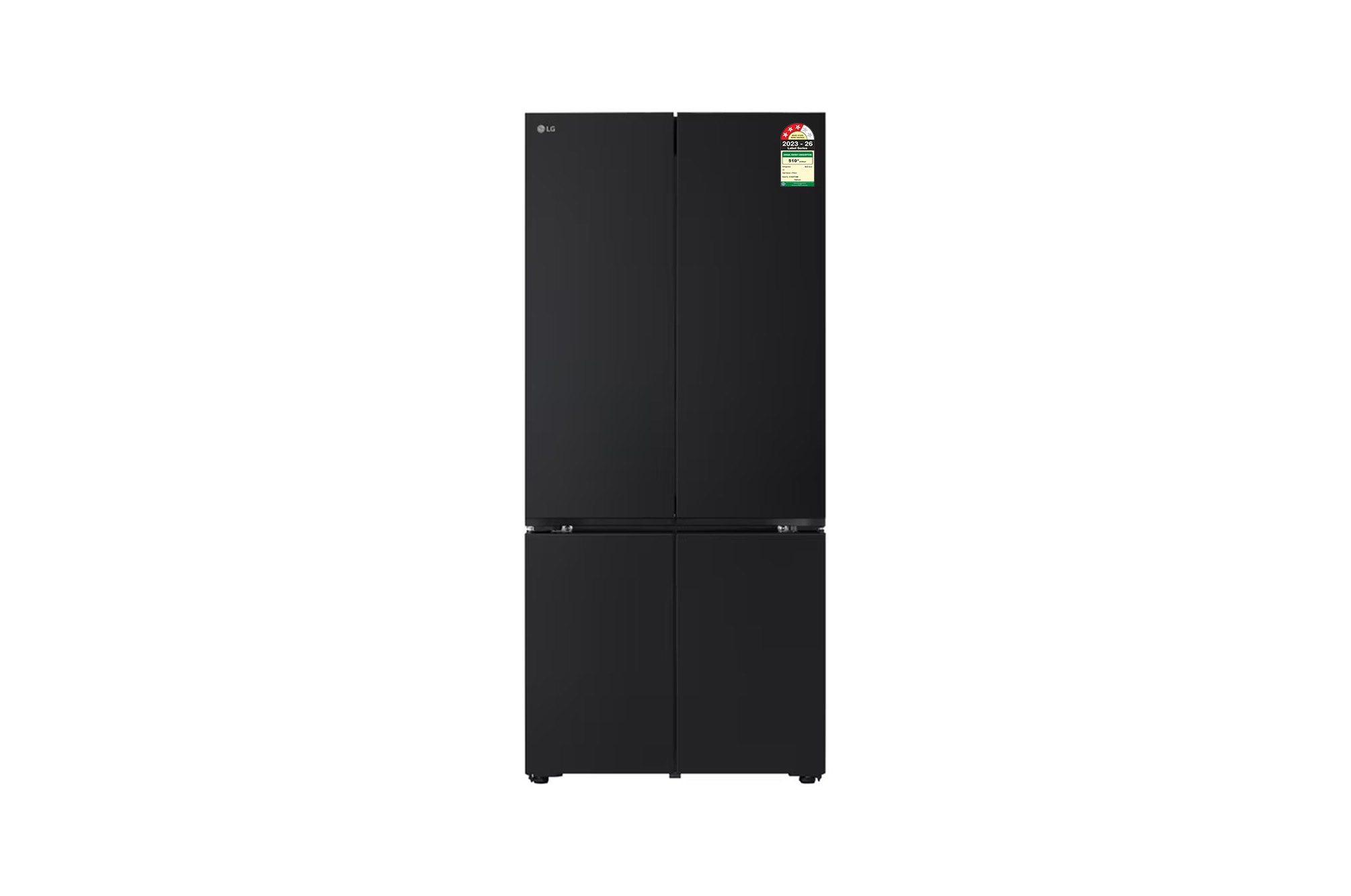 LG 574L French Door Refrigerator, Fresh Converter+, Wi-Fi Convertible, DoorCooling+ Black Glass Finish, 3 Star - GV-B23FFGMB