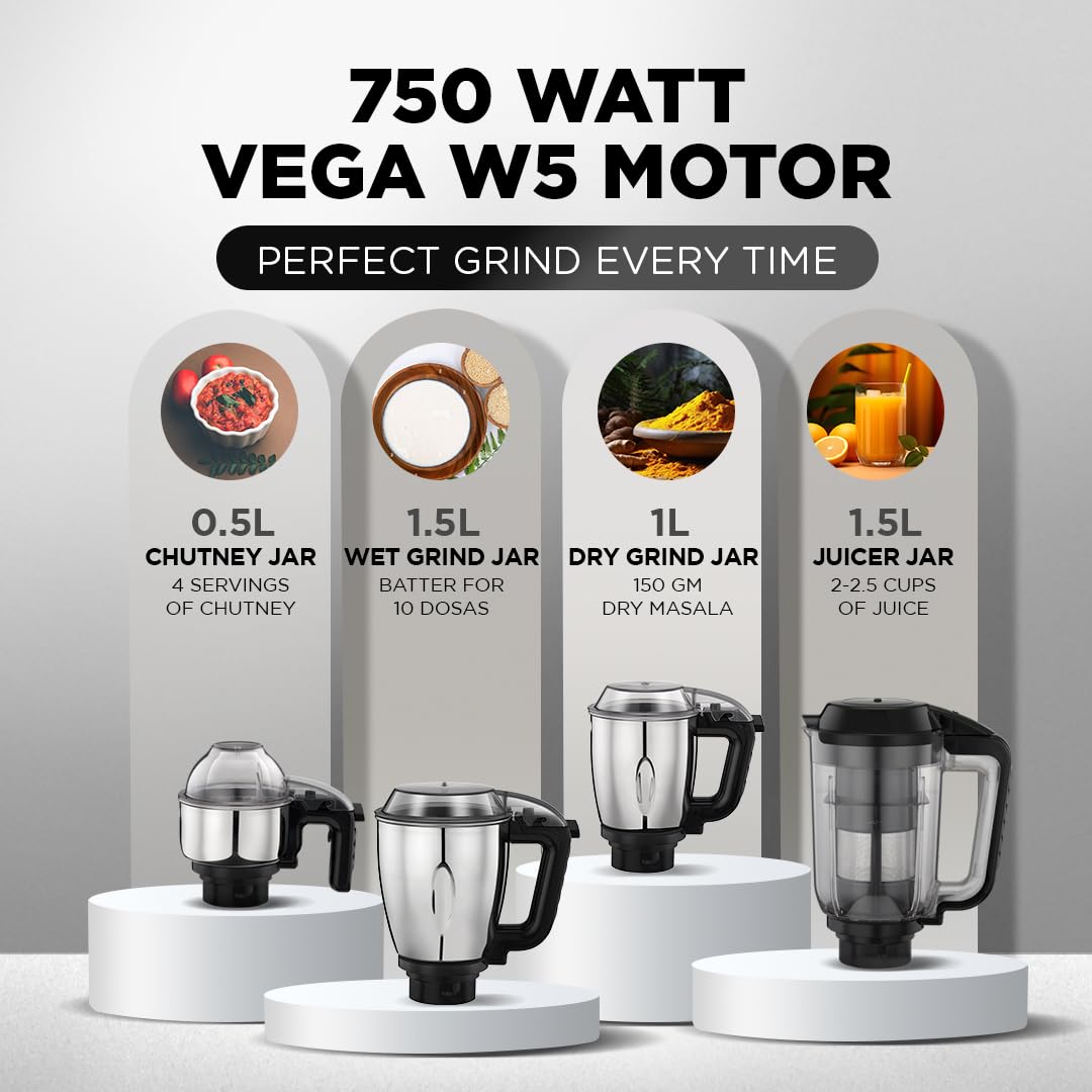 Preethi Zodiac Cosmo Mixer Grinder - 750W - 4 Jars: Product feature